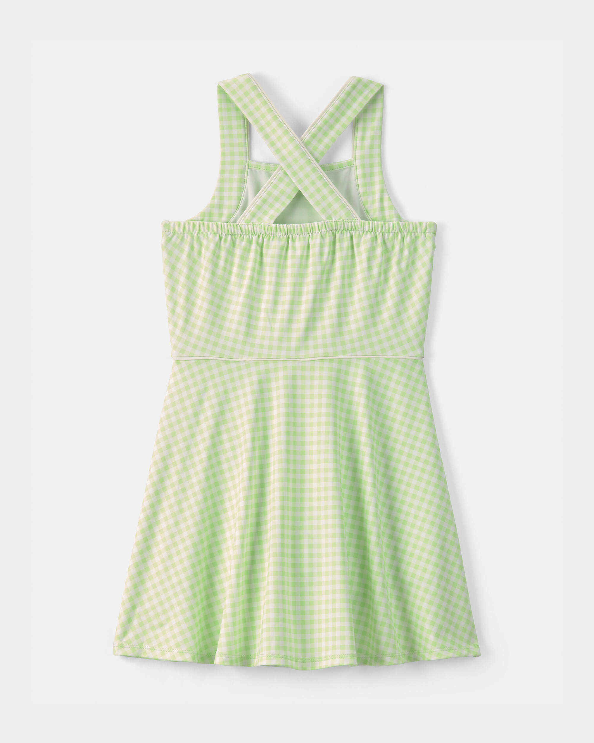 Girls Gingham Active Dress - Green