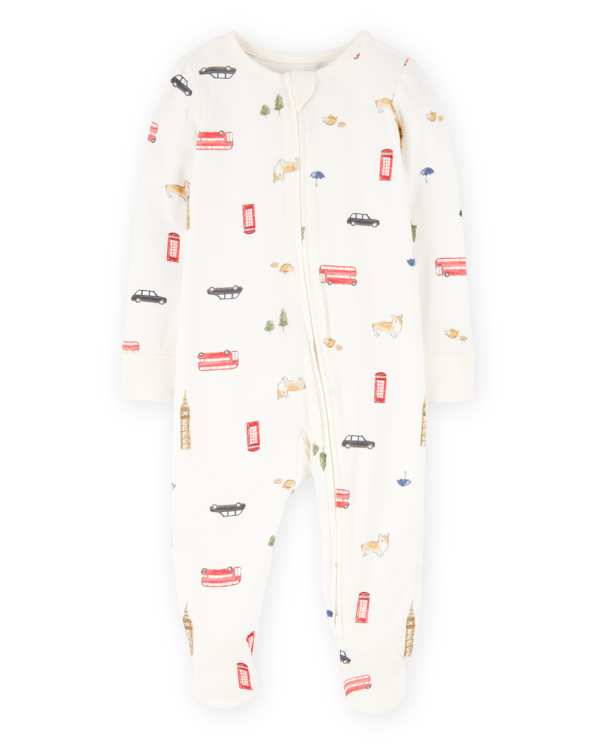 Baby London Print 2-Way Zip PurelySoft Sleeper Pyjamas - Ivory