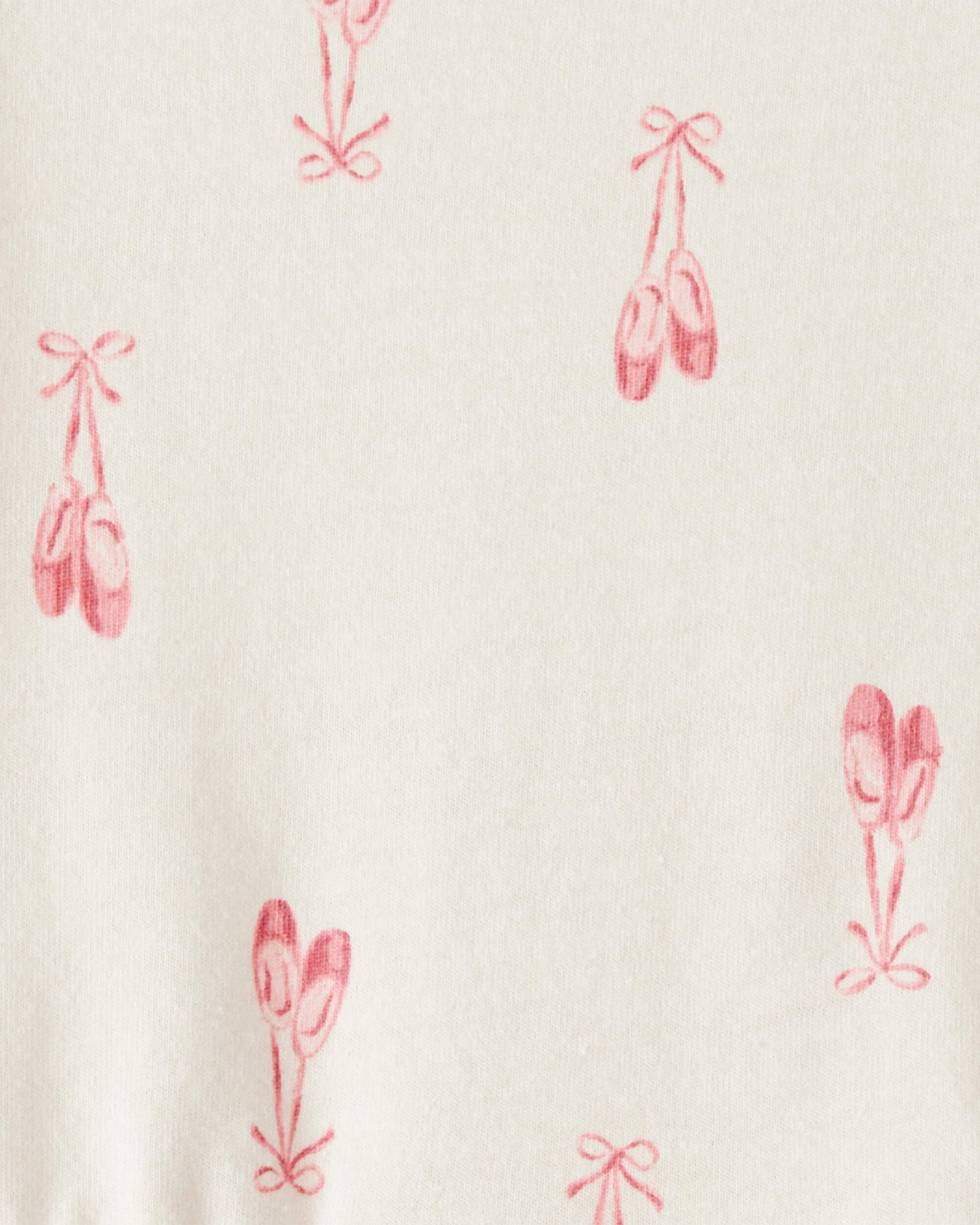 Toddler Girl Ballet Slipper Print Long-Sleeve Dress - Ivory