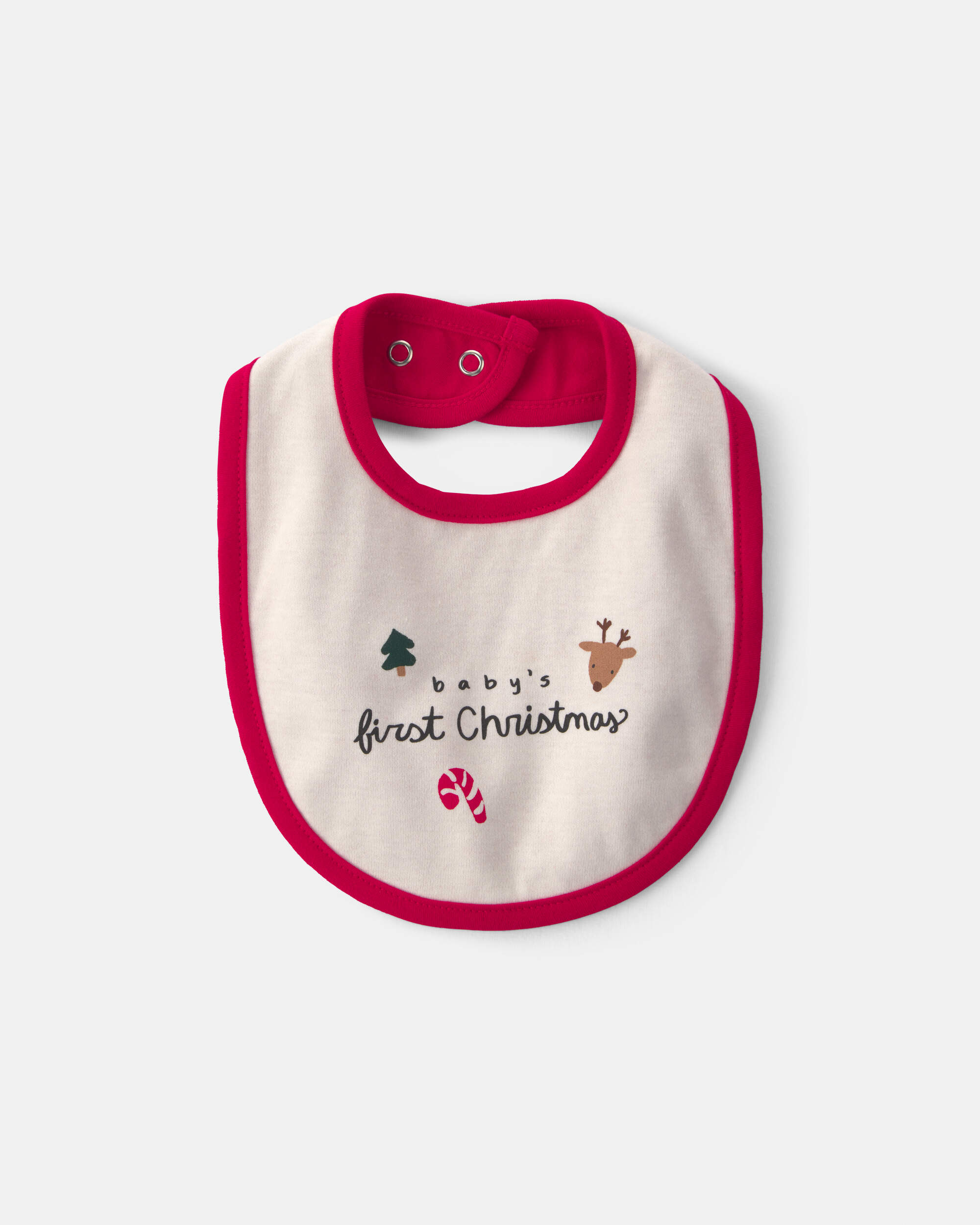 Baby 'Baby's First Christmas' Bib - Red/Cream
