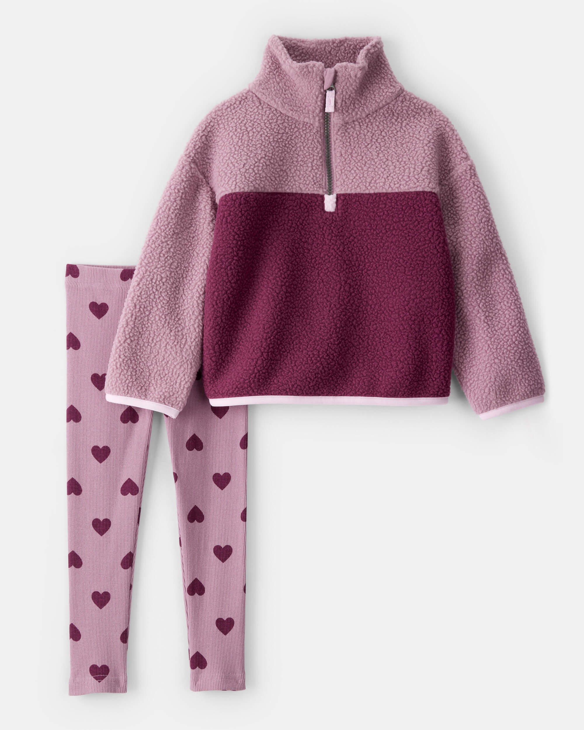 Toddler Girl Sherpa Quarterzip & Legging Set - Purple