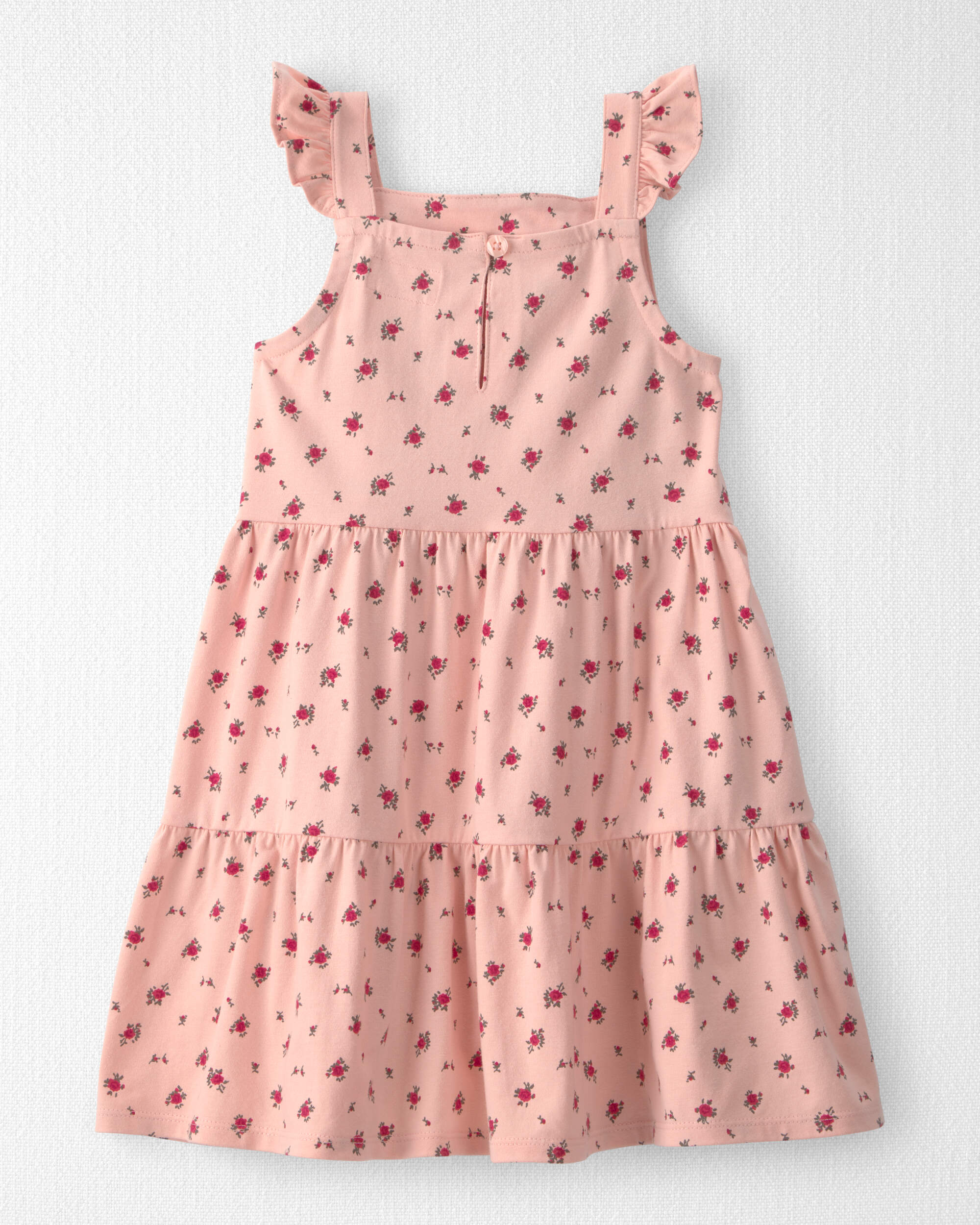 Toddler Girl Organic Cotton Tiered Dress Blush Floral Print