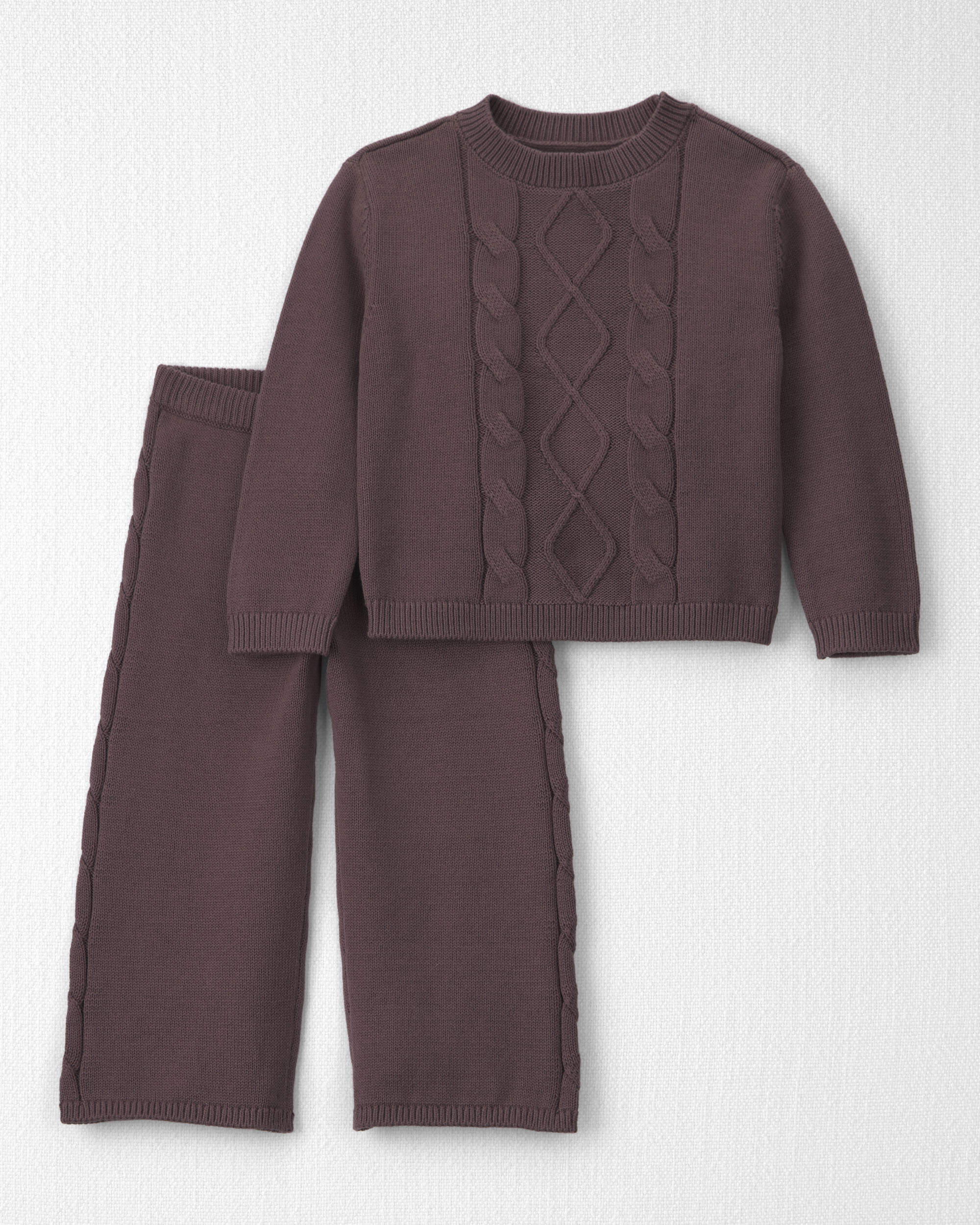 Toddler Girl 2-Piece Organic Cotton Cable Knit Sweater Top & Pant Set