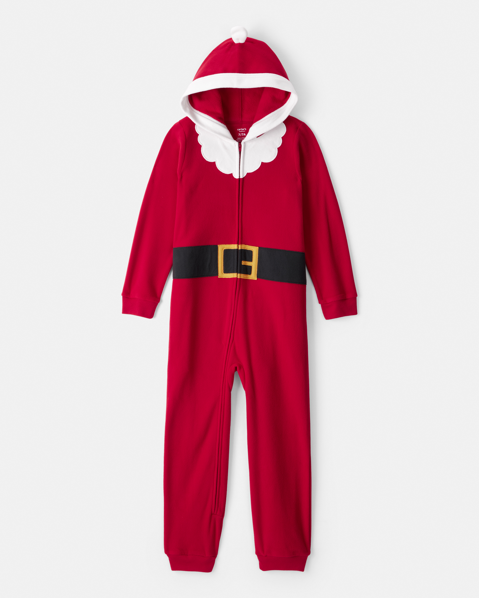 Kid Santa Loose Fit Long-Sleeve Zip-Up 1-Piece pyjamas - Red