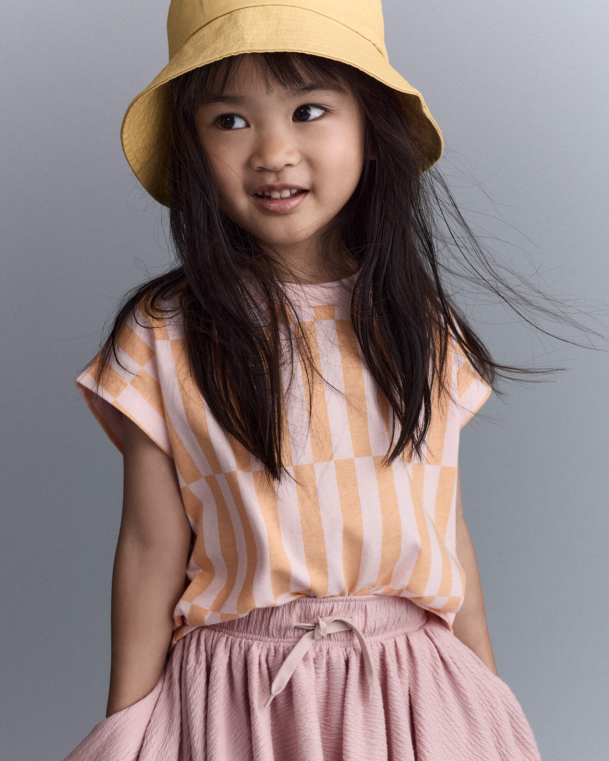 Toddler Girl Off-Center Stripe Dolman Tee - Rose/Light Orange