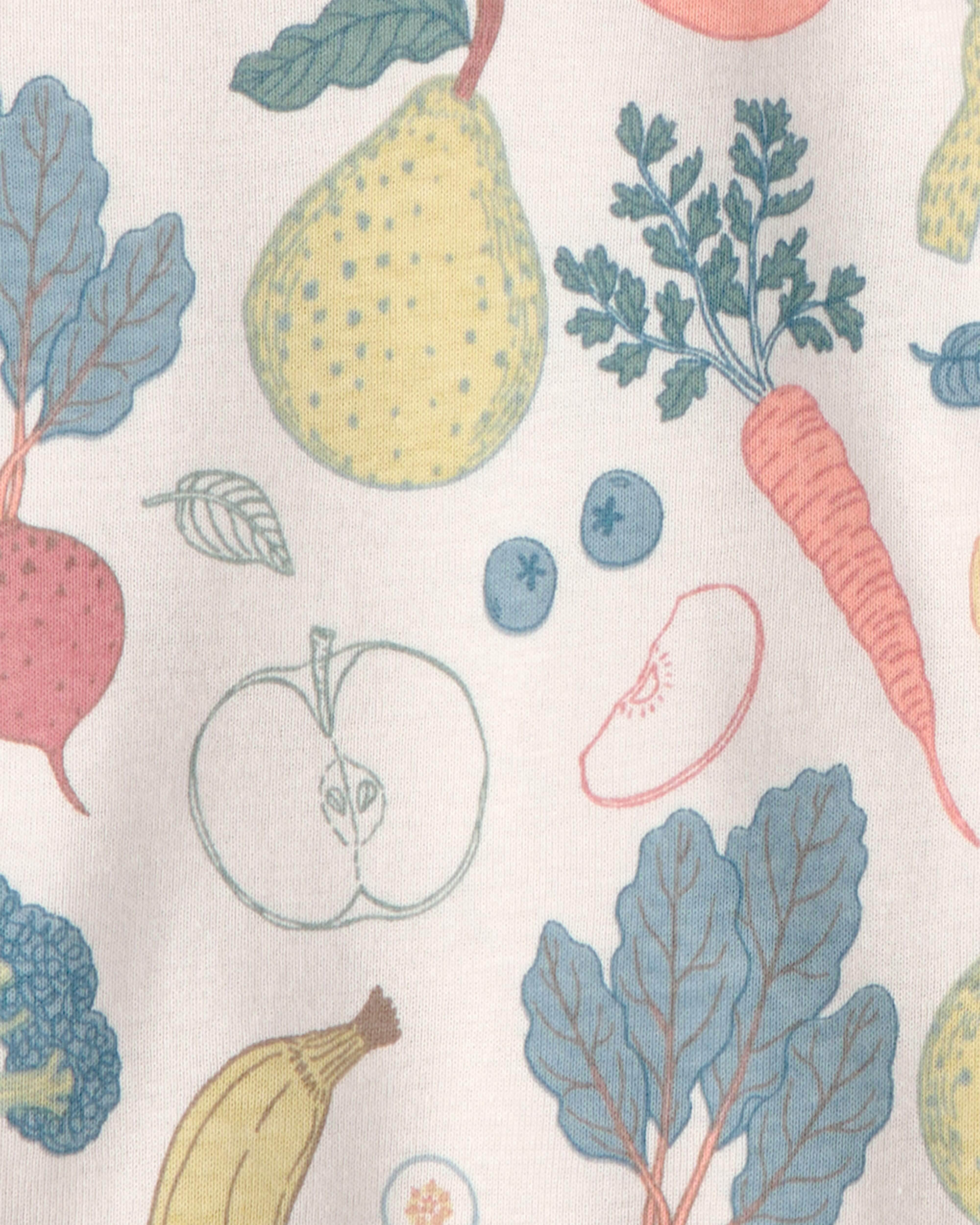 Baby 3-Pack Organic Cotton Bodysuits Veggie Fruit Print