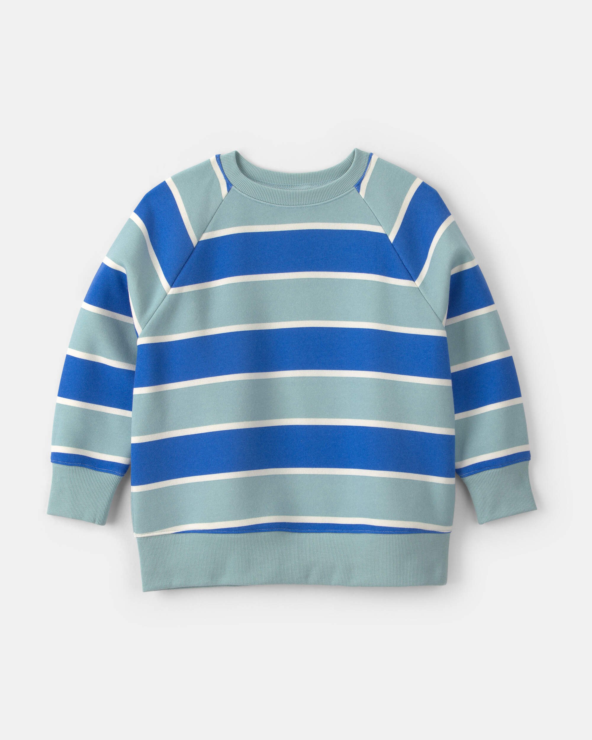 Boys Striped Fleece Pullover Sweatshirt - Blue/Grey