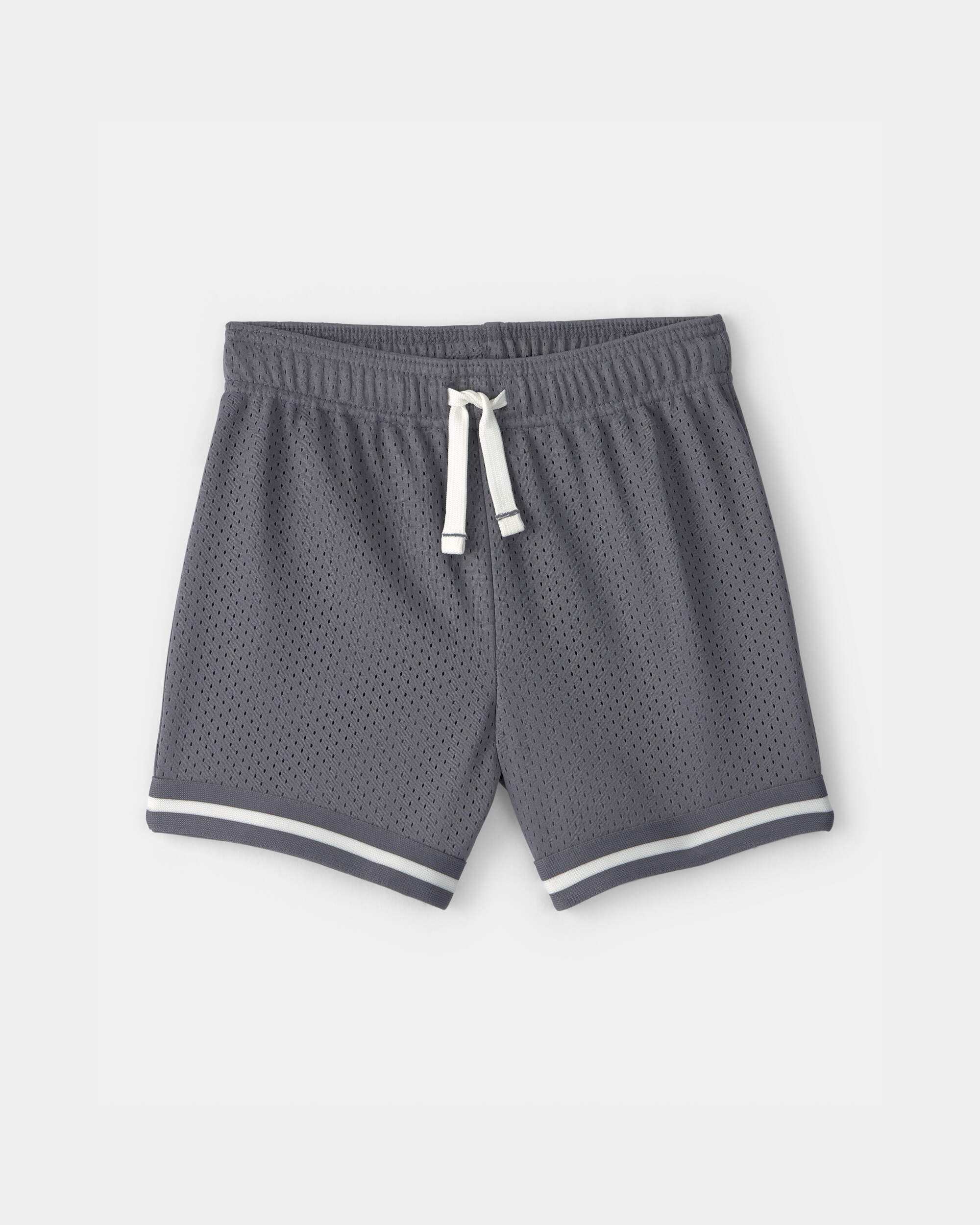 Toddler Boy Stripe Mesh Active Shorts - Grey