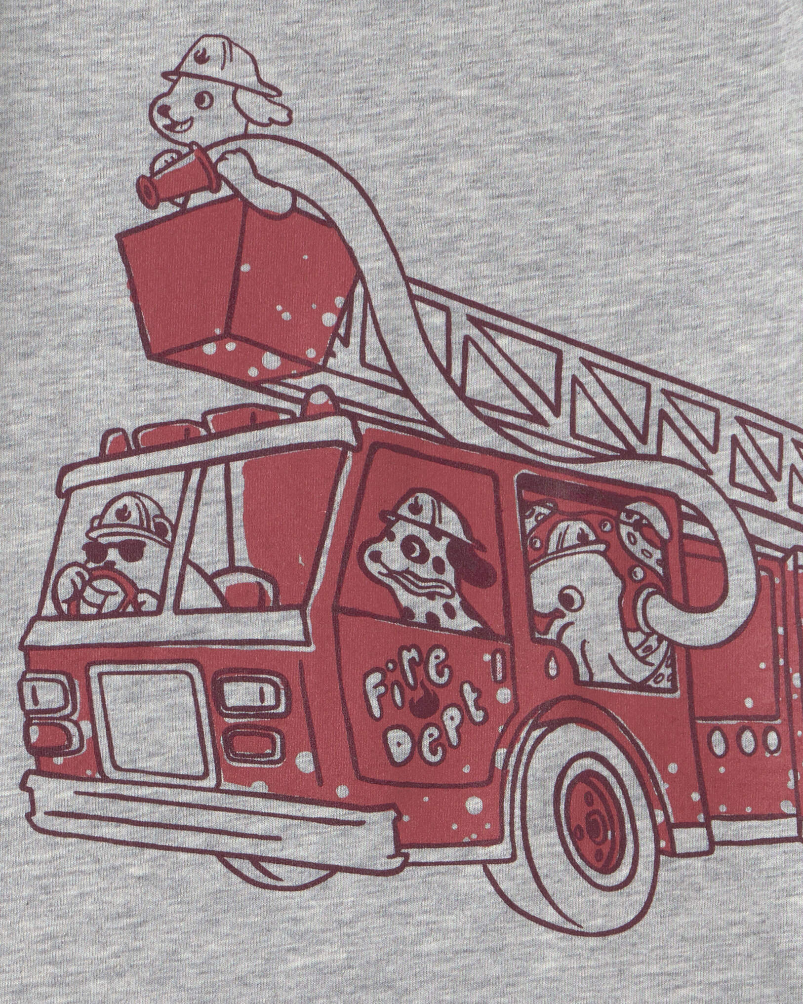 Toddler Boy Firetruck Graphic Tee - Grey