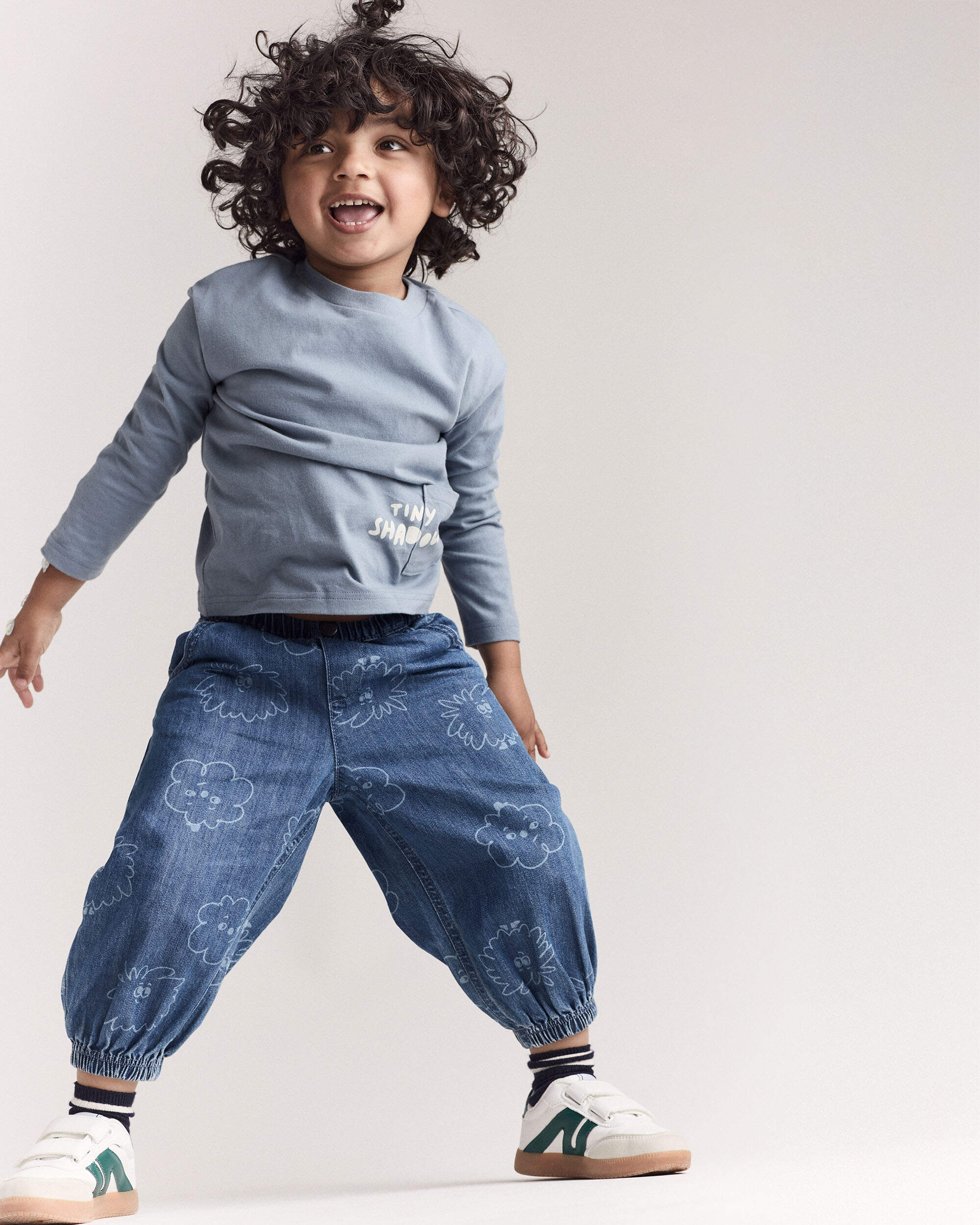 Toddler Tiny Shadow Long-Sleeve Pocket Graphic Tee - Blue