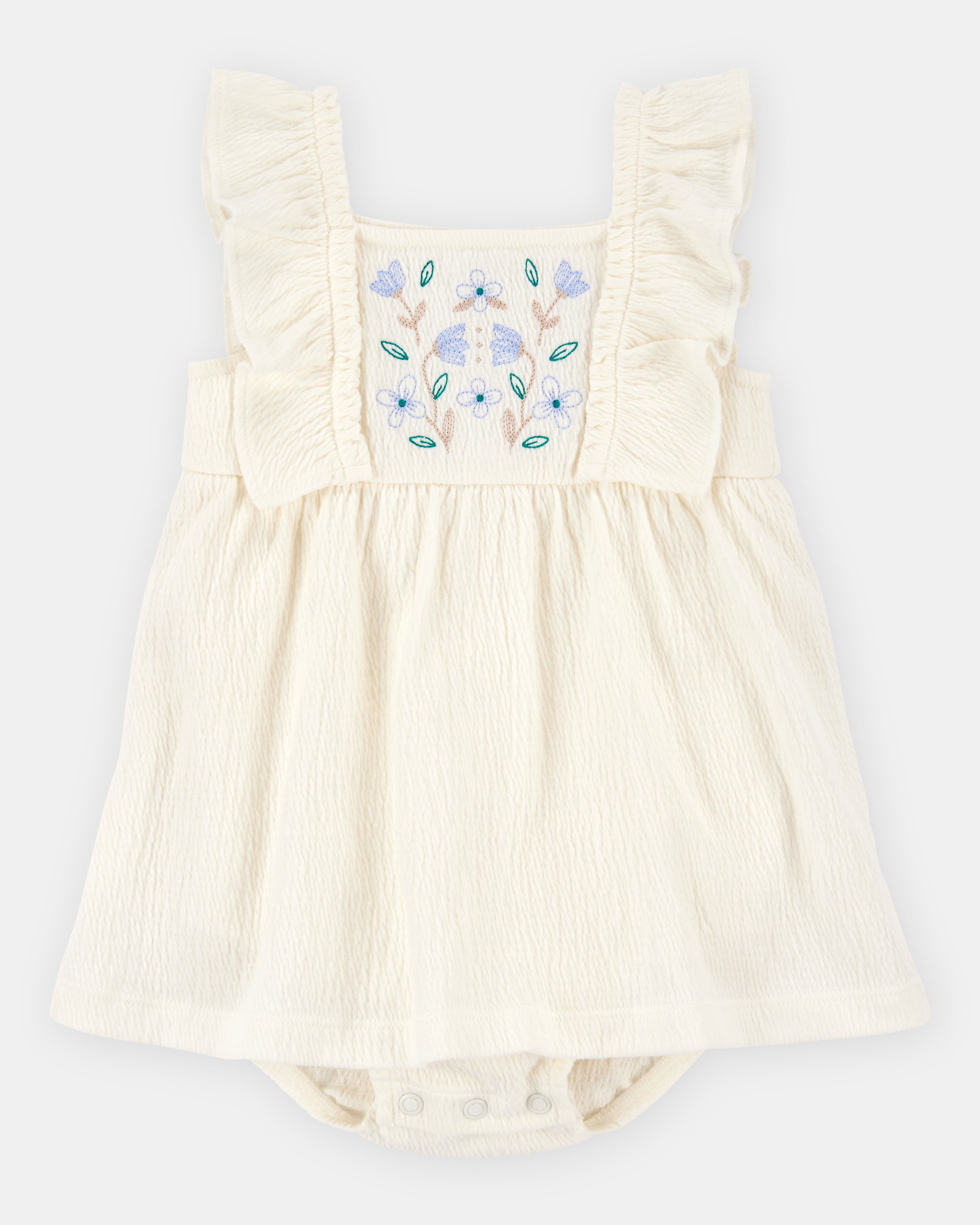 Baby Floral Flutter Bodysuit Dress - Ivory