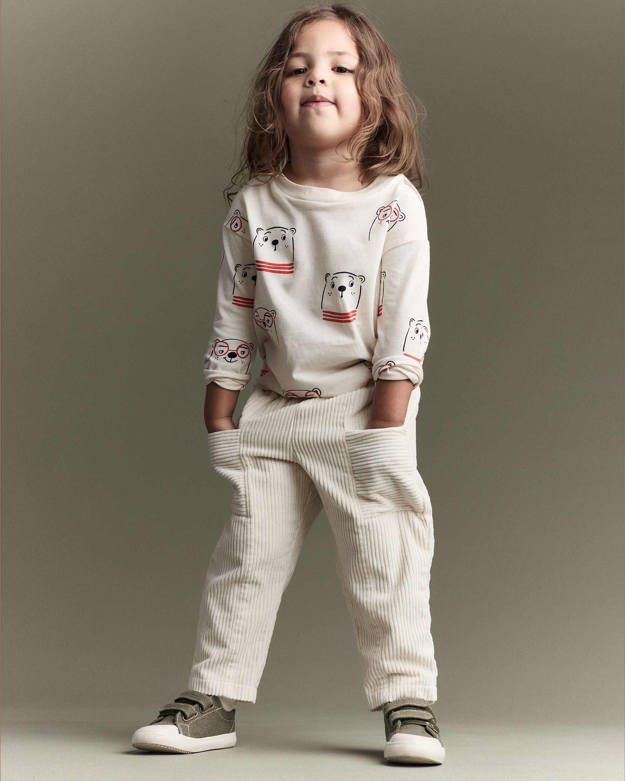 Toddler Boy Corduroy Pocket Pant - Cream
