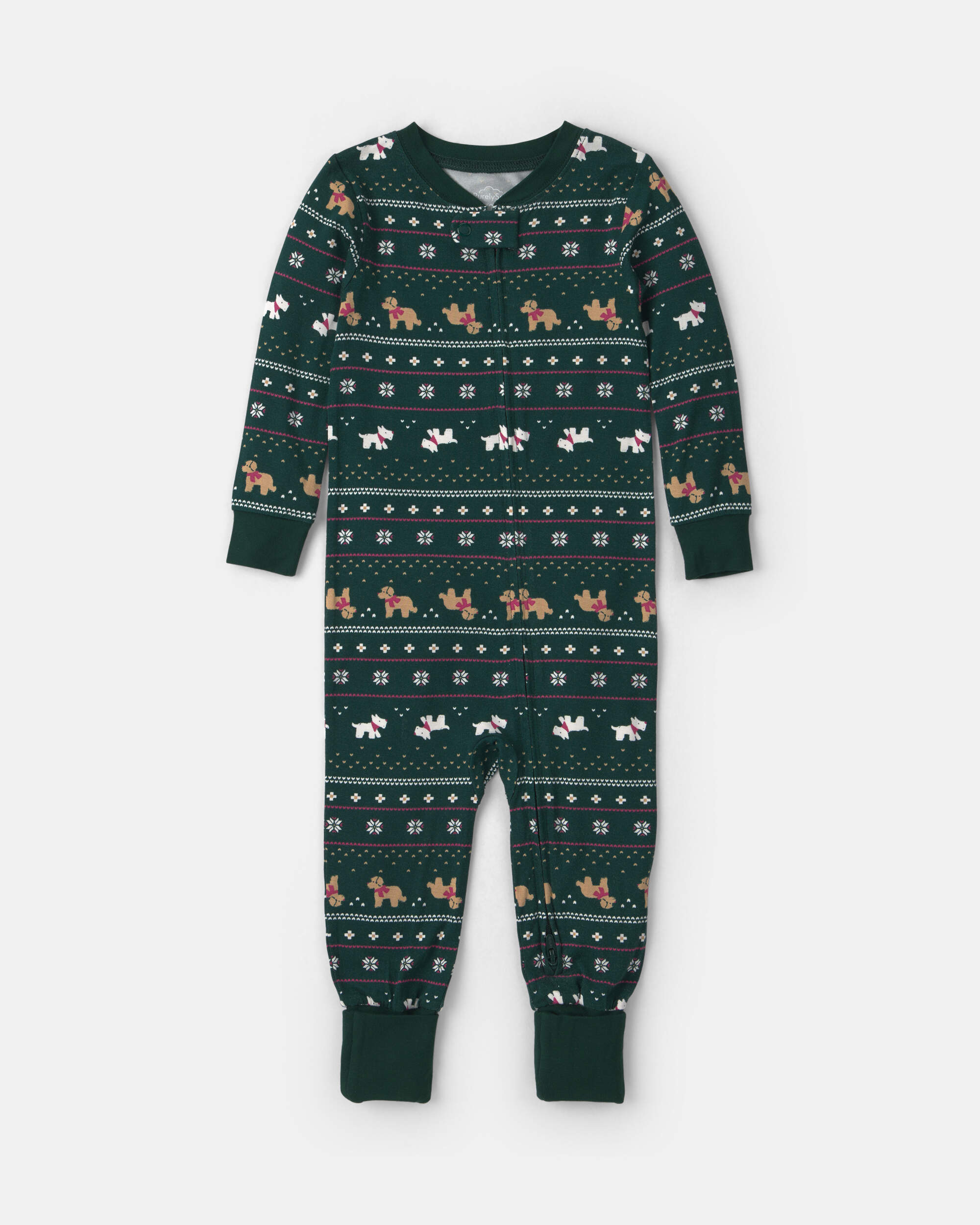 Baby 1-Piece Fair Isle Christmas PurelySoft™ Snug Fit Pyjama - Green