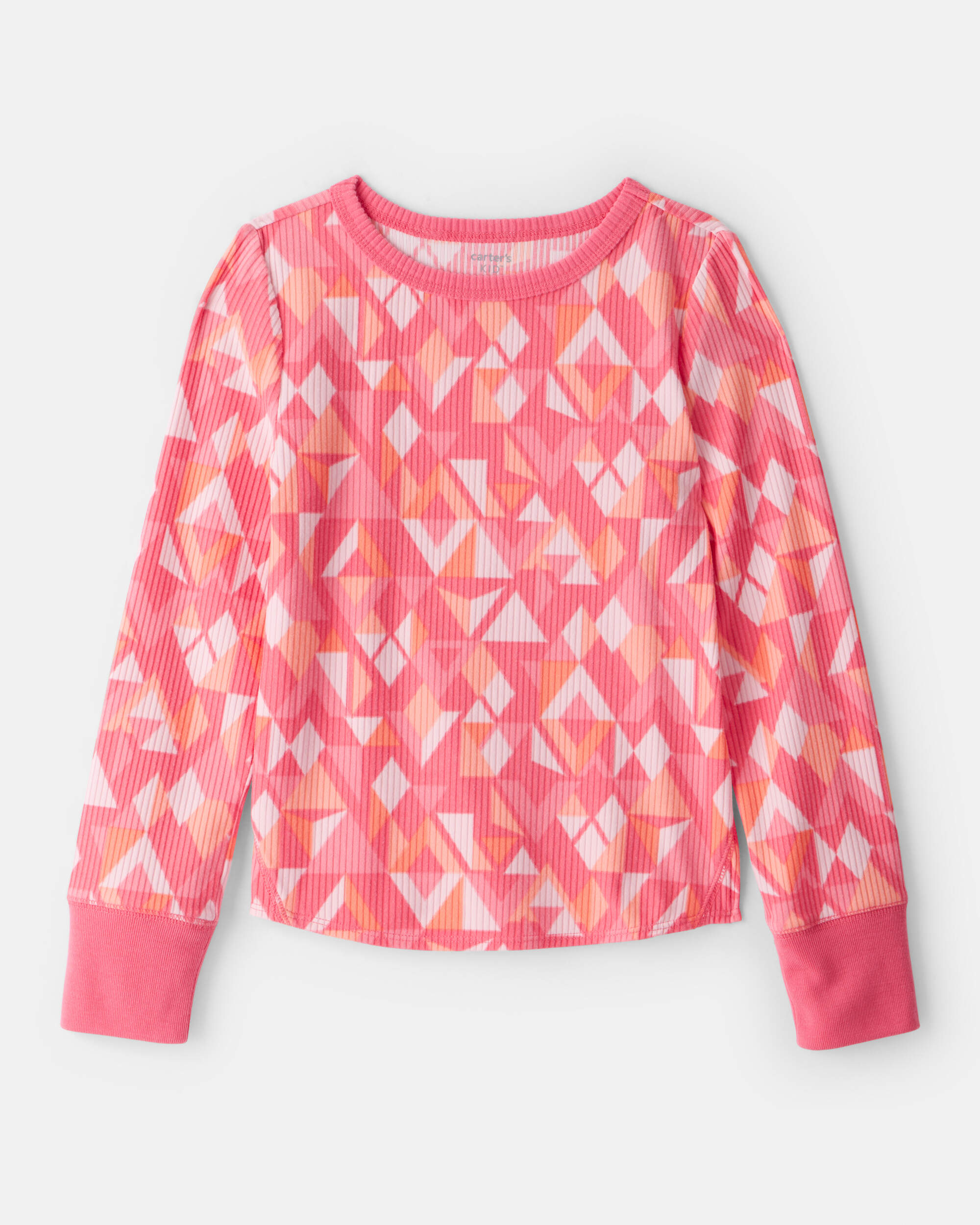 Girls Active Rib Long-Sleeve Top - Coral