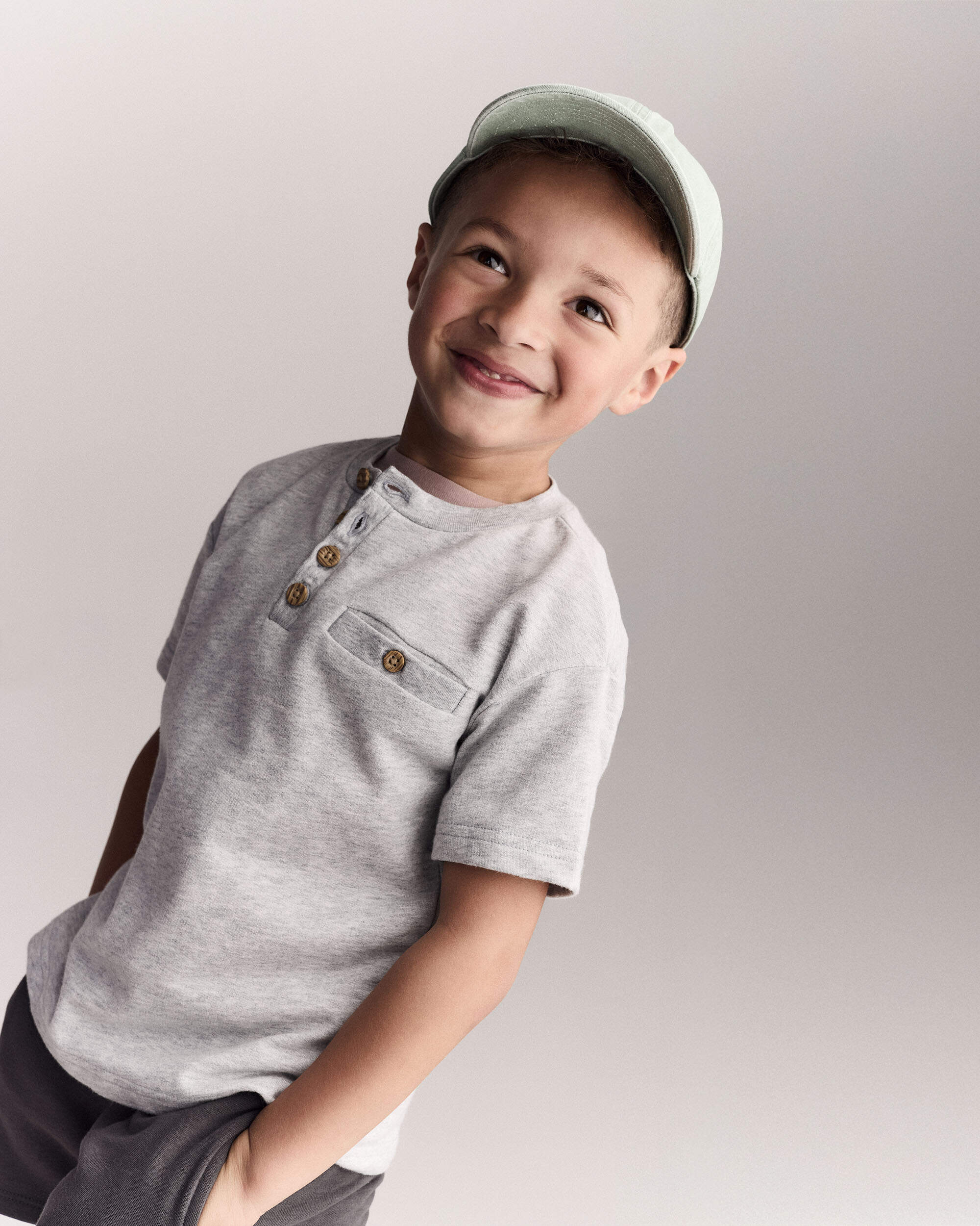 Toddler Boy Button-Front Tee - Grey