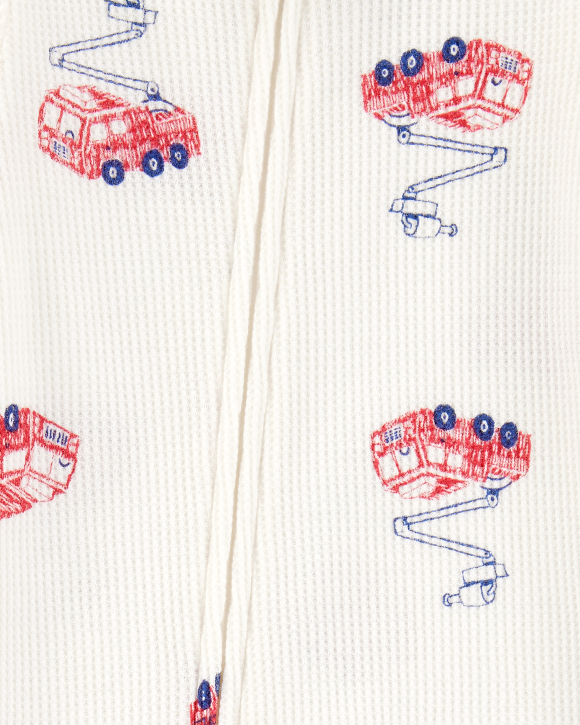 Baby Boy Fire Truck Print Waffle Knit Footie 1-Piece Pyjamas