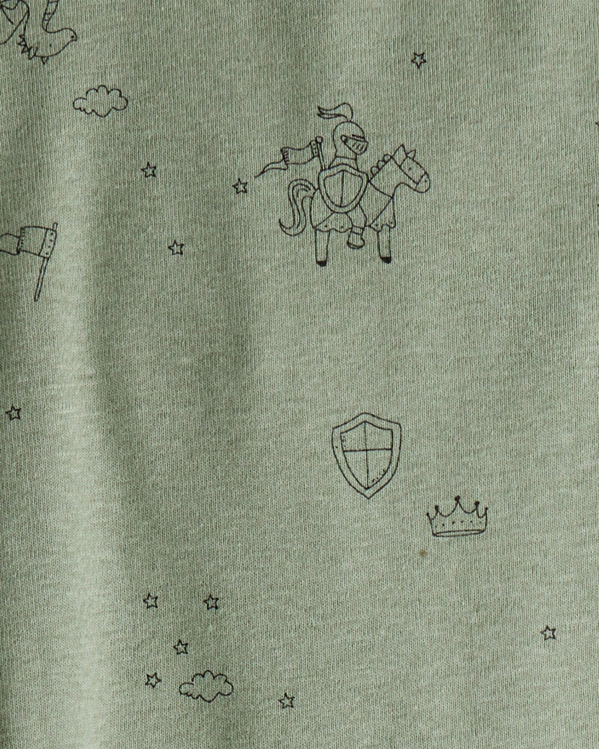 Baby Boy 4-Pack Dragon Star Print Cotton Long-Sleeve Multipack Bodysuits - Blue/White/Green