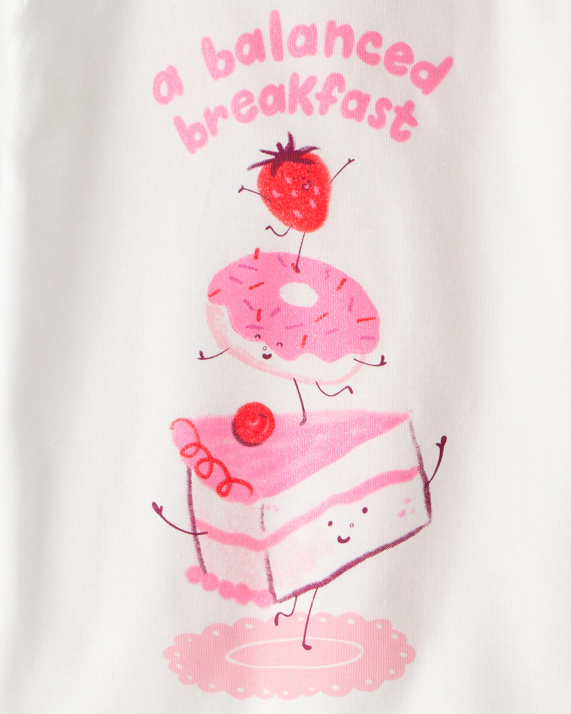 Toddler Girl Desserts 100% Cotton Snug Fit 4-Piece Pyjamas - Pink/White