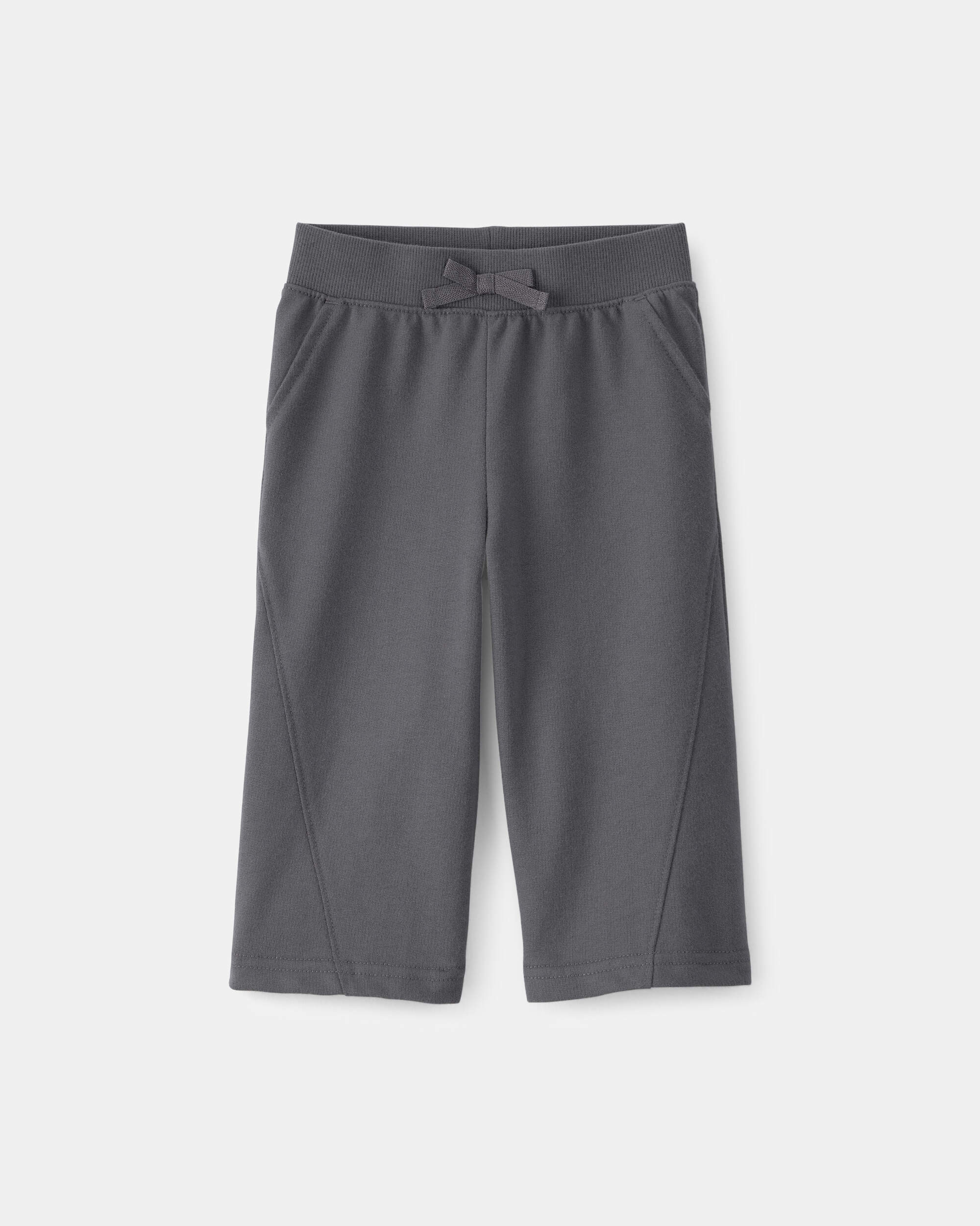 Baby Girl French Terry Wide-Leg Active Pants - Grey