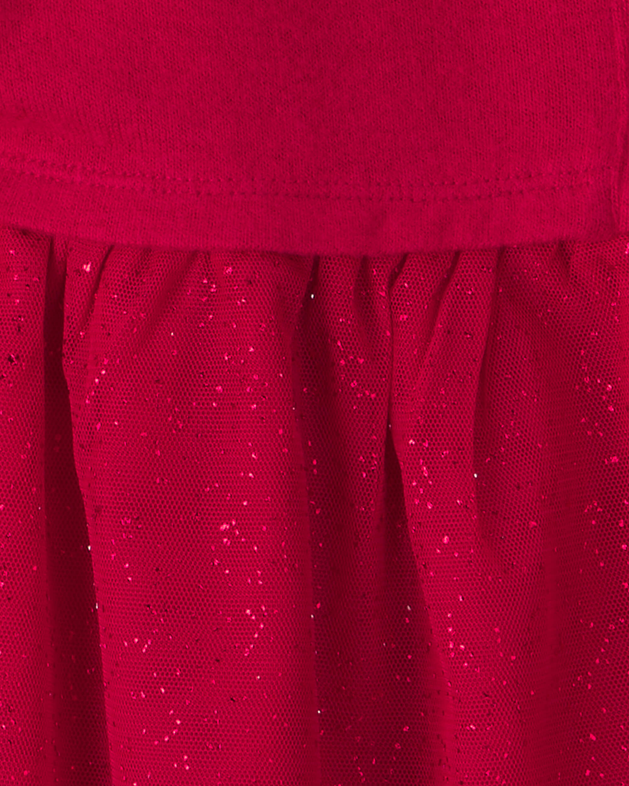 Girls Tulle Long-Sleeve Dress - Red