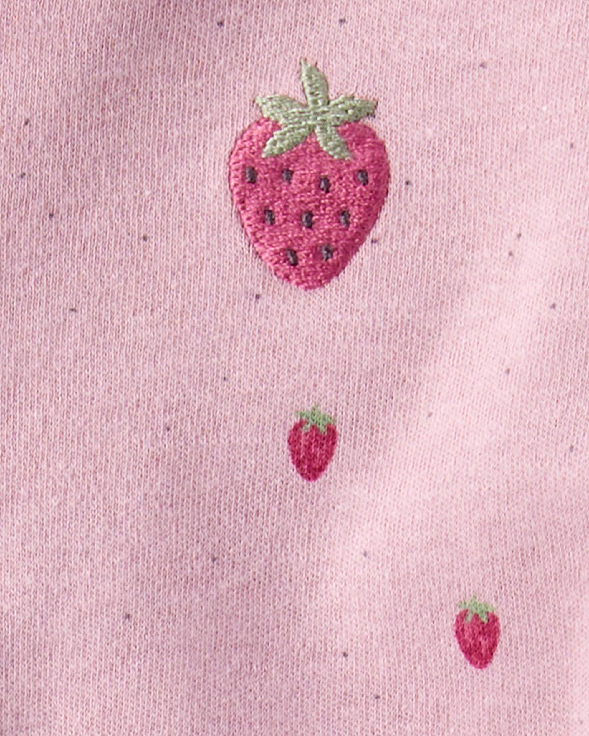 Baby Girl Strawberry Print 100% Cotton Sleeper- Pink