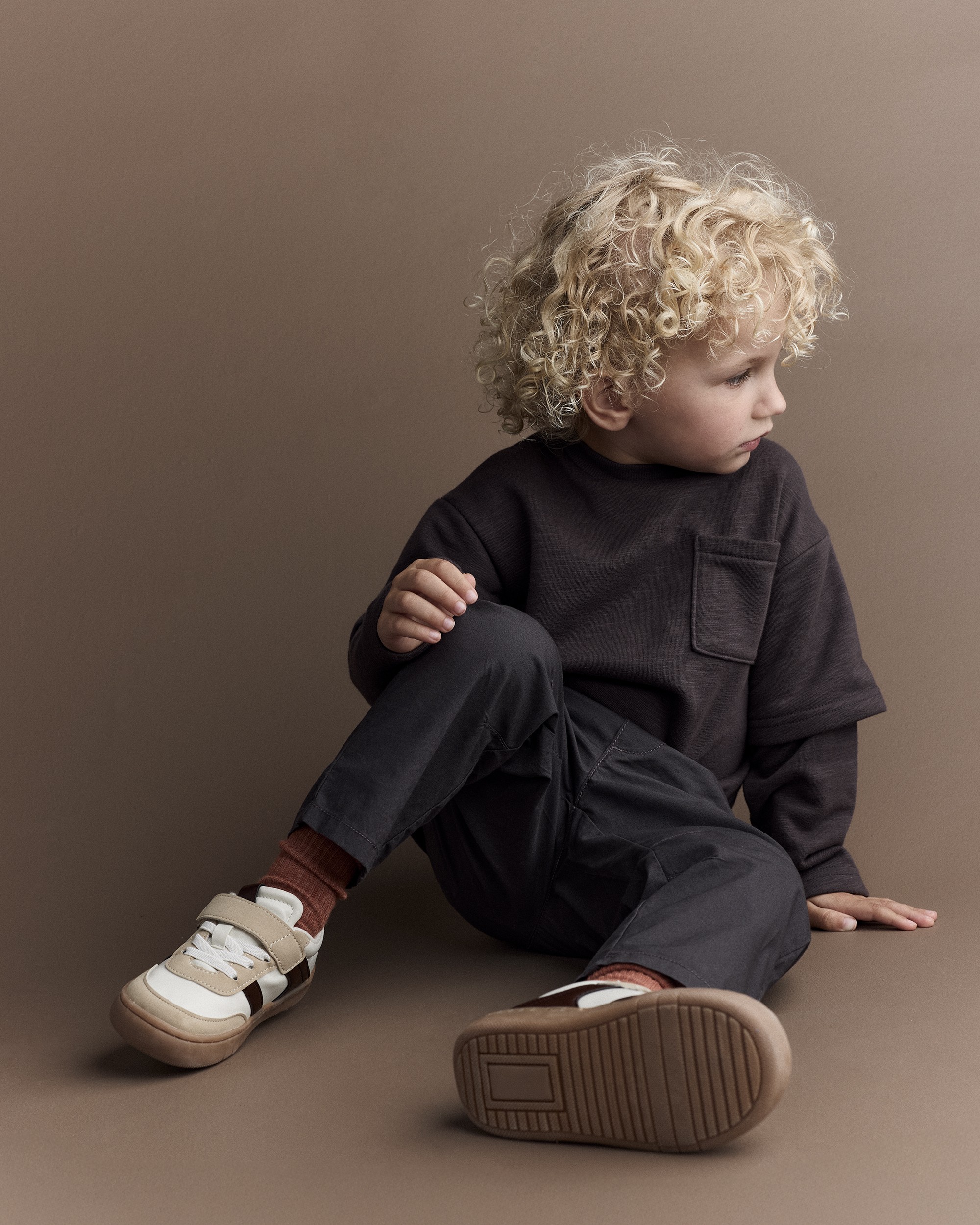 Toddler Boy Long-Sleeve Pocket Tee - Dark Grey