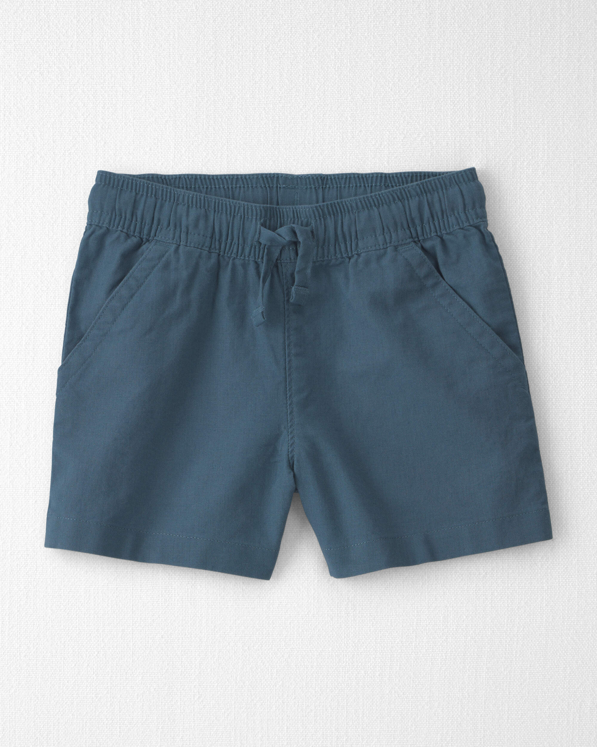 Toddler Boy 2-Piece Linen Top & Short Set Made with Organic Cotton Blue Hibiscus