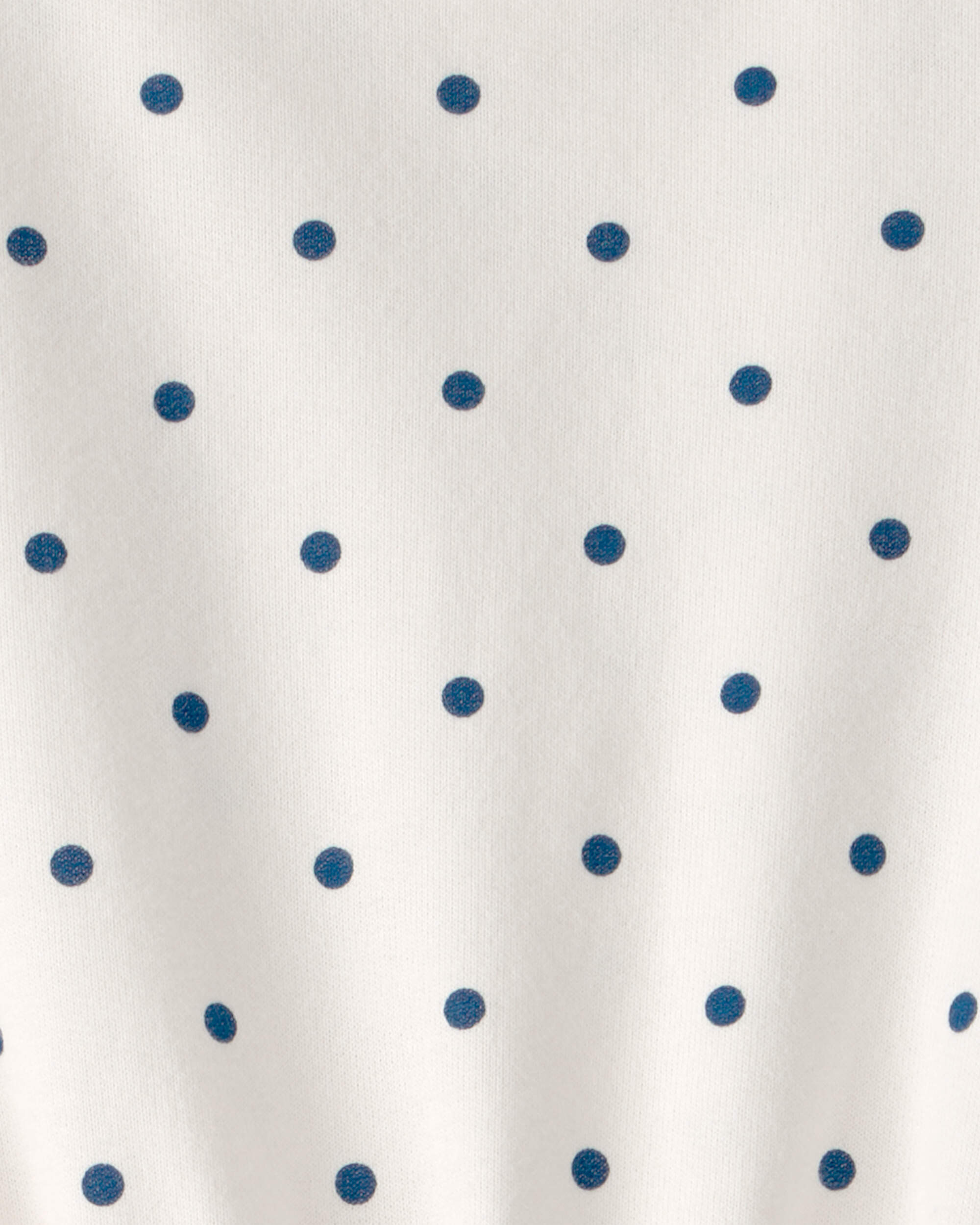 Girls Polka Dot French Terry Dress - White/Blue