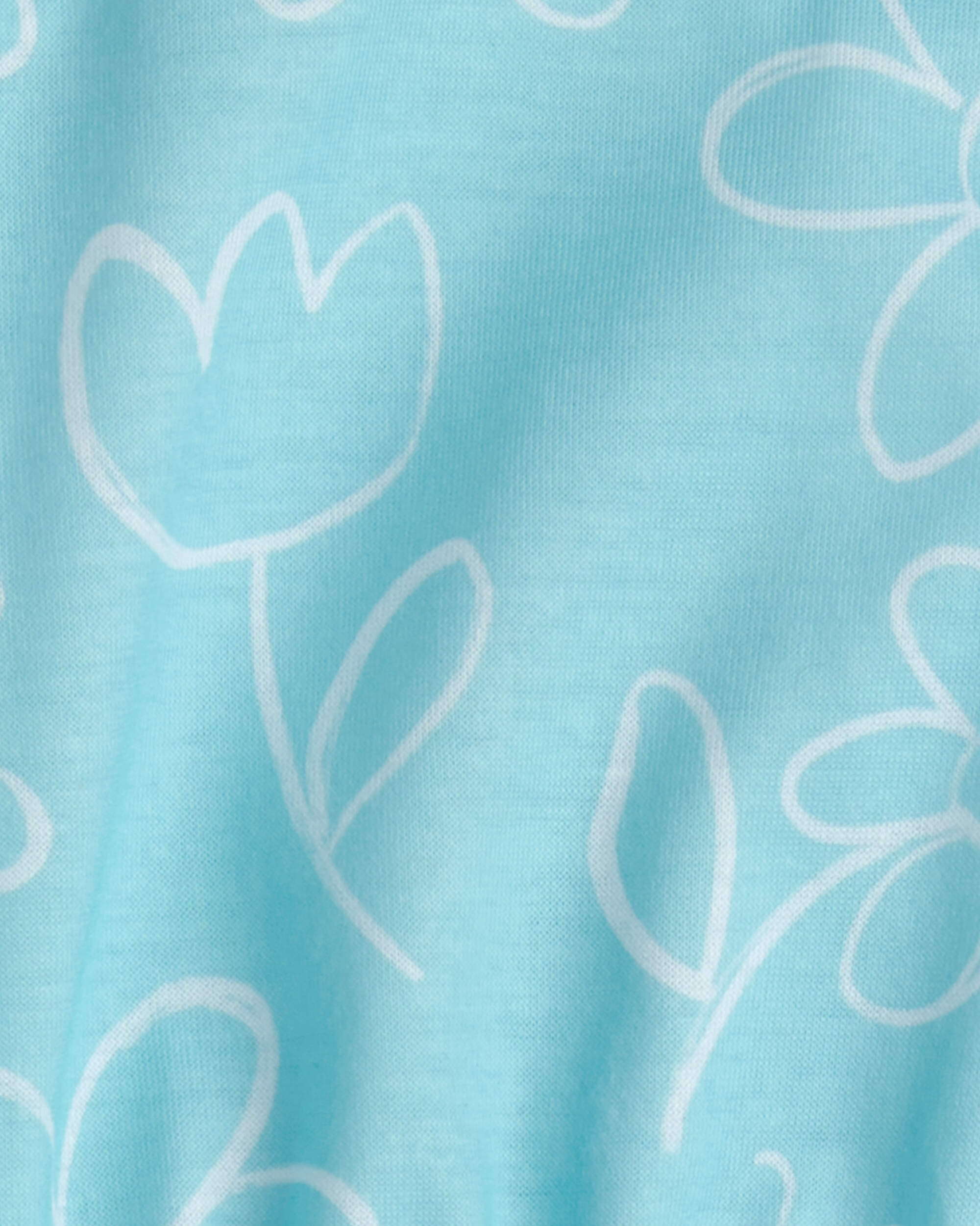 Toddler Girl Floral Ladybug  Loose Fit 2-Piece Pyjama Set - Blue