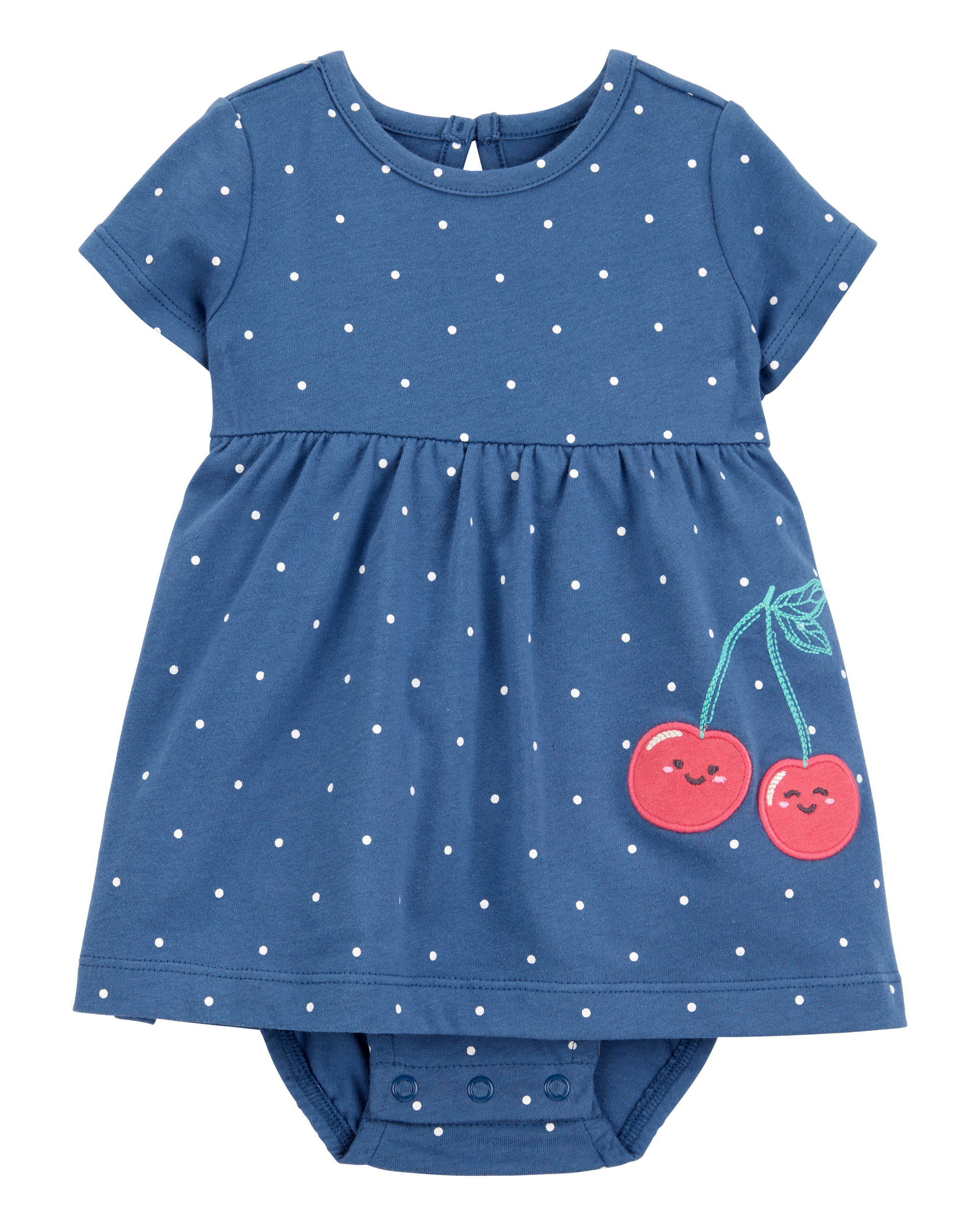 Baby Cherry Bodysuit Dress - Blue