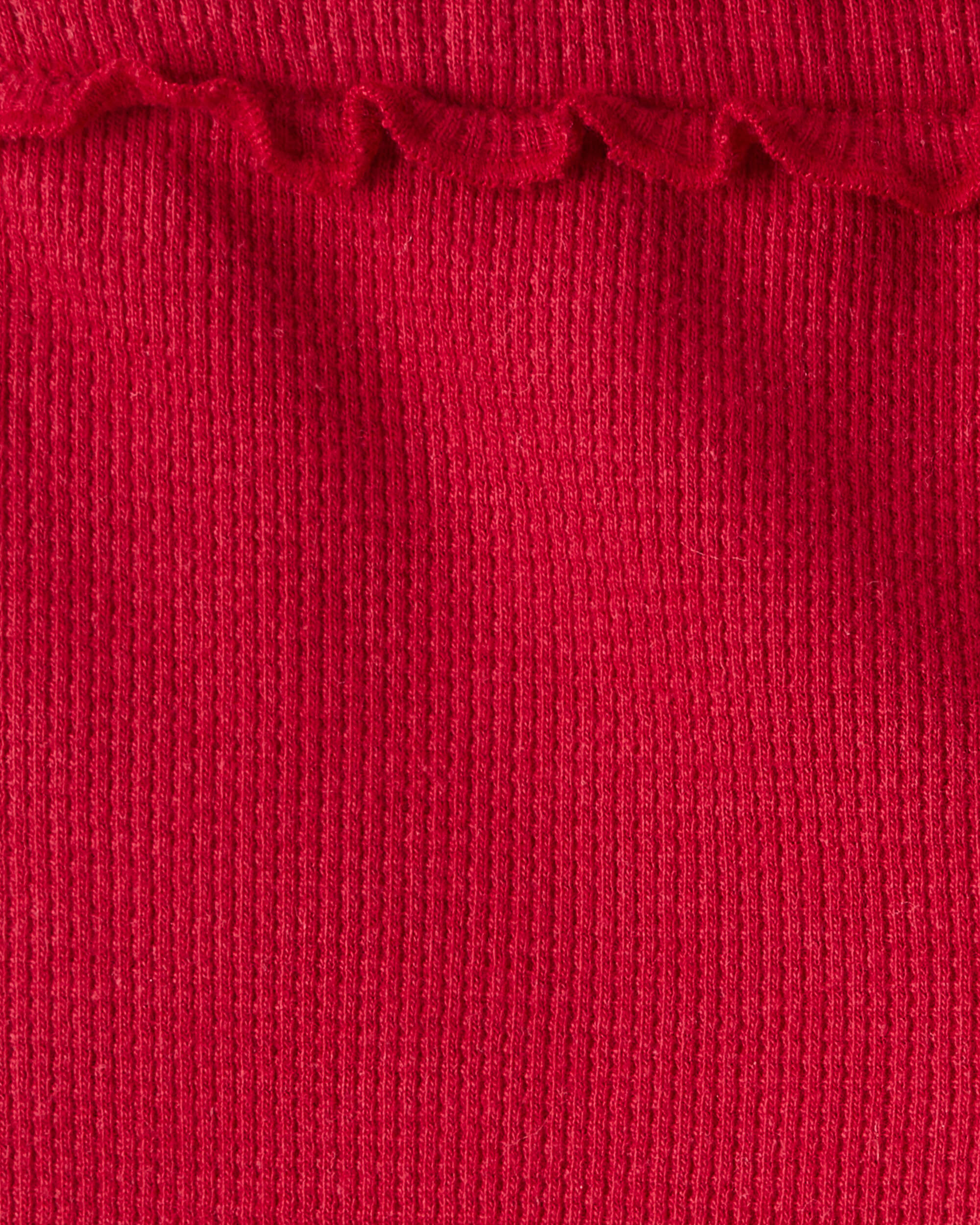 Baby Girl 2-Piece Candy Cane Ruffle Bodysuit & Pant Set - Cream/Red