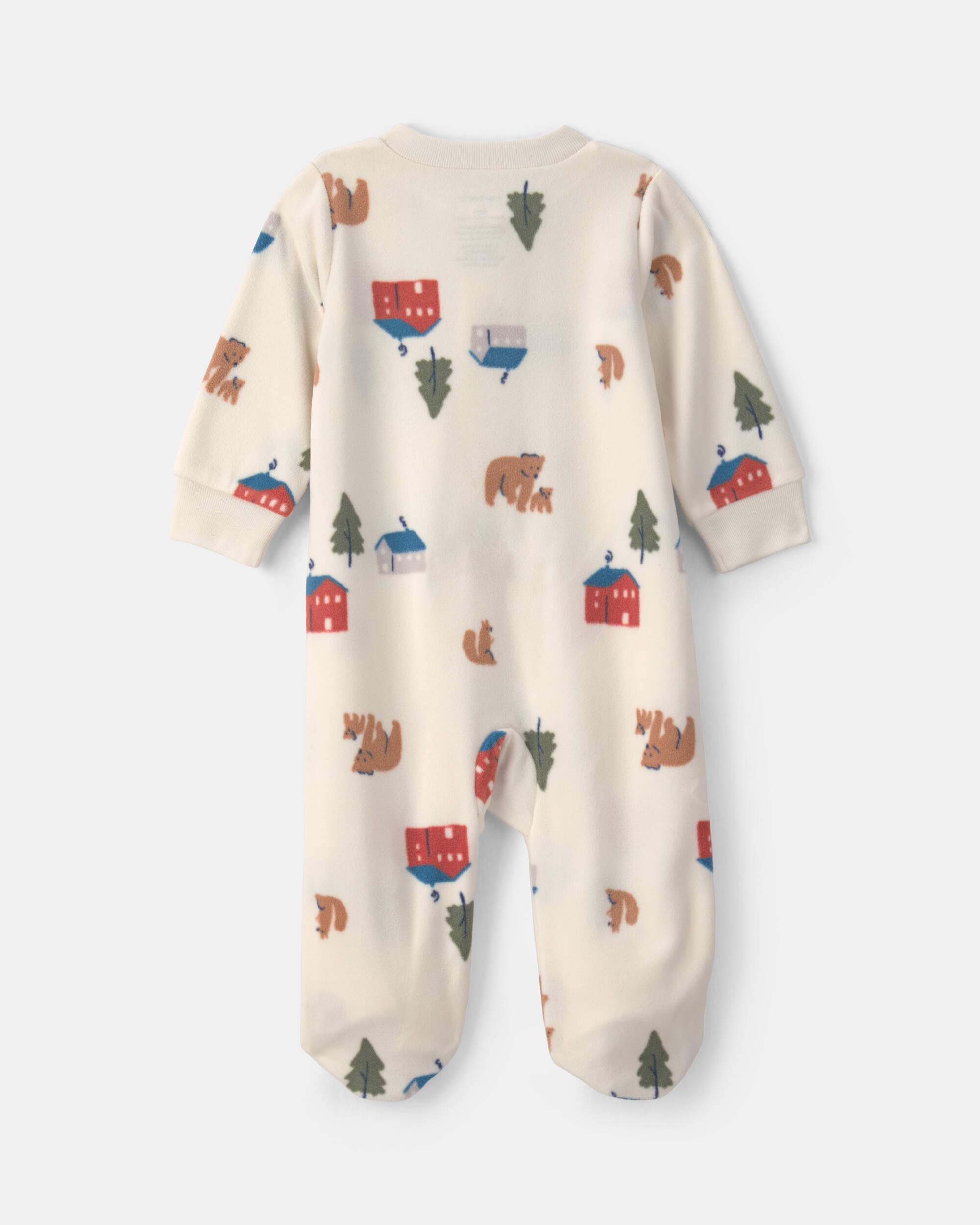 Baby Bear Cabin Fleece 2-Way Zip Sleeper - Cream