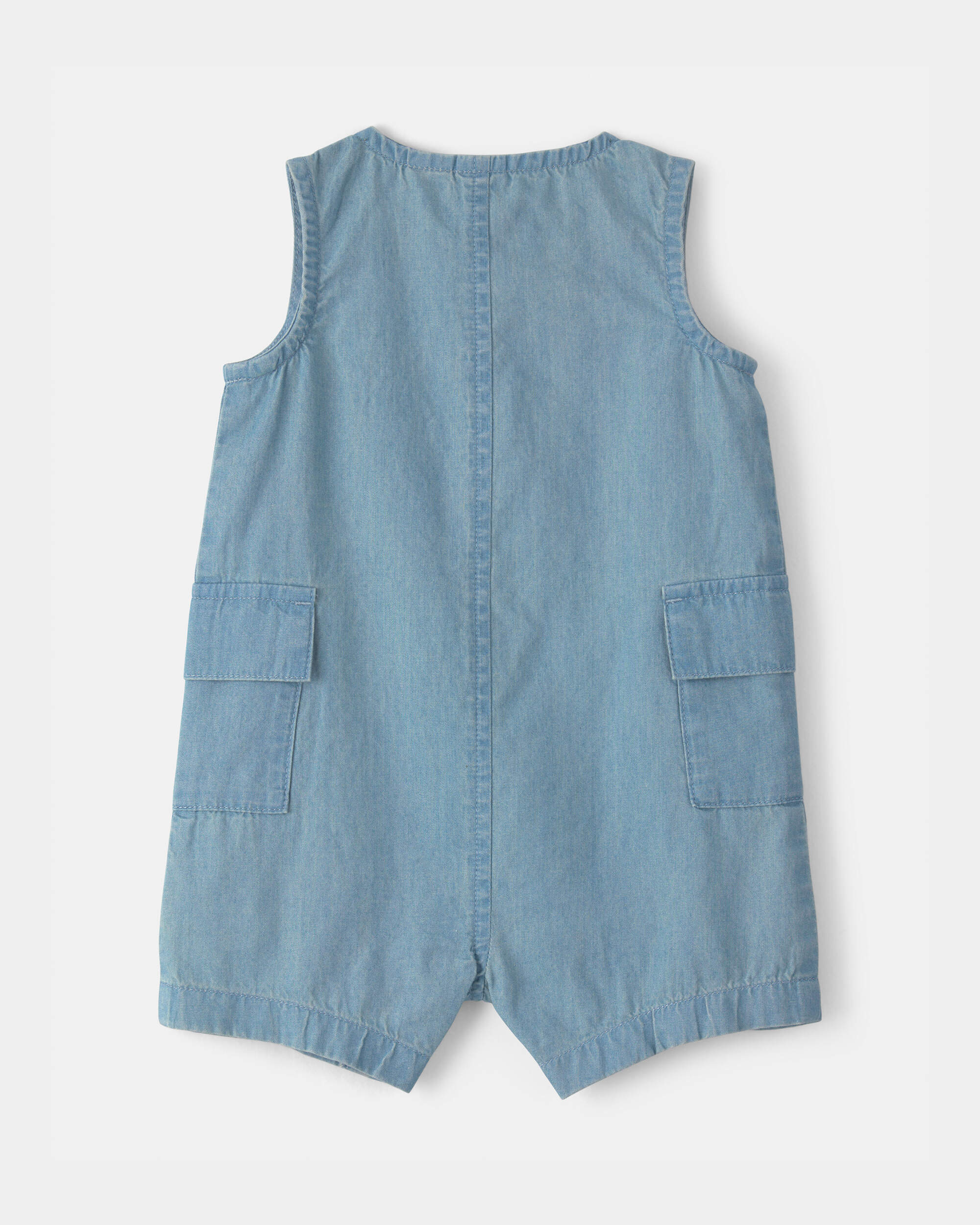 Baby Beach Cruiser Chambray Sleeveless Romper - Blue
