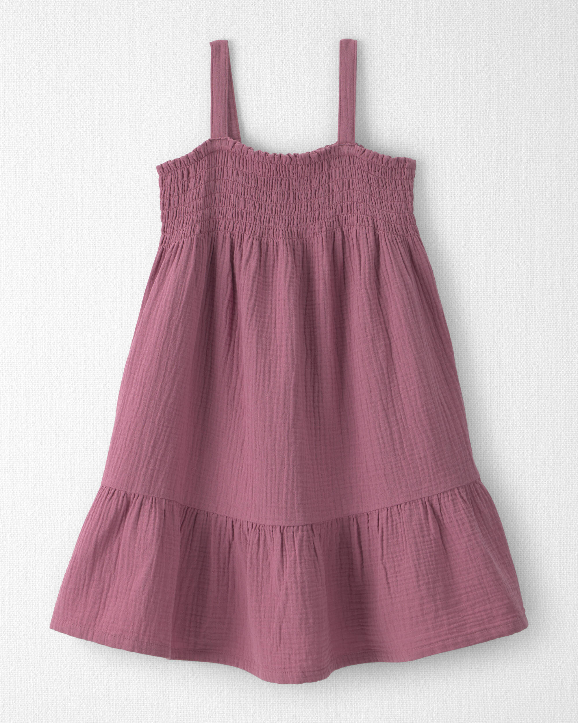 Girls Organic Cotton Smocked Gauze Dress