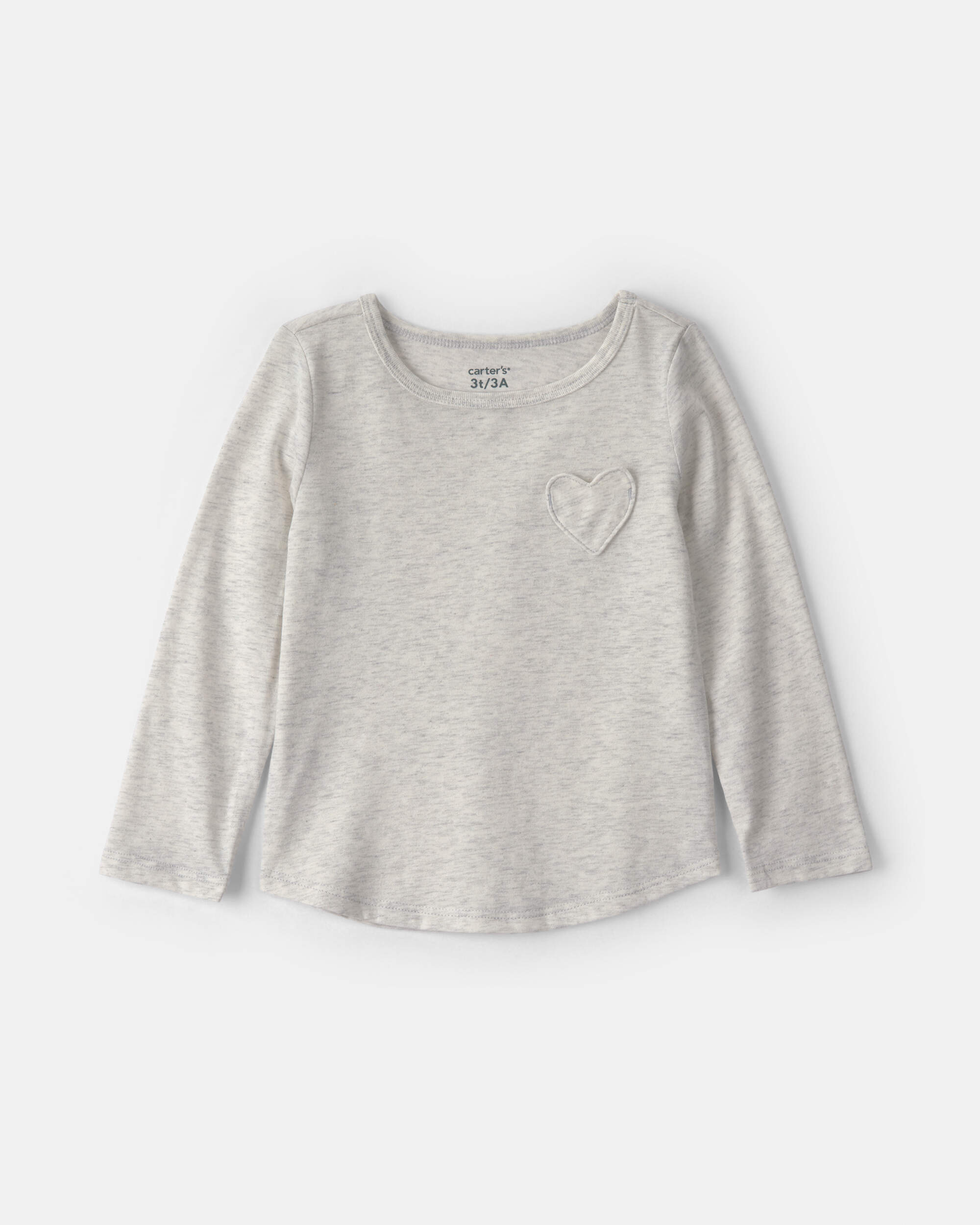 Toddler Girl Heart Long-Sleeve Top - Grey