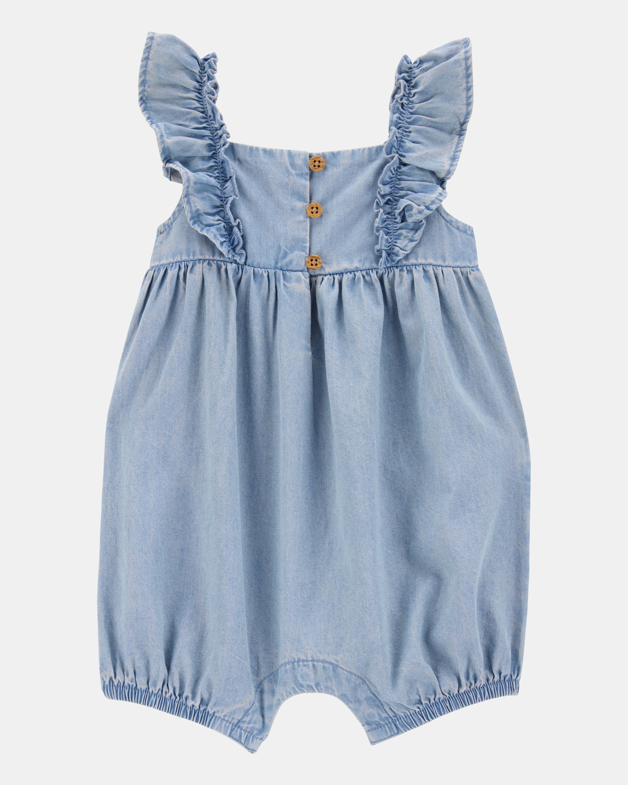 Baby Girl Chambray Flutter Romper