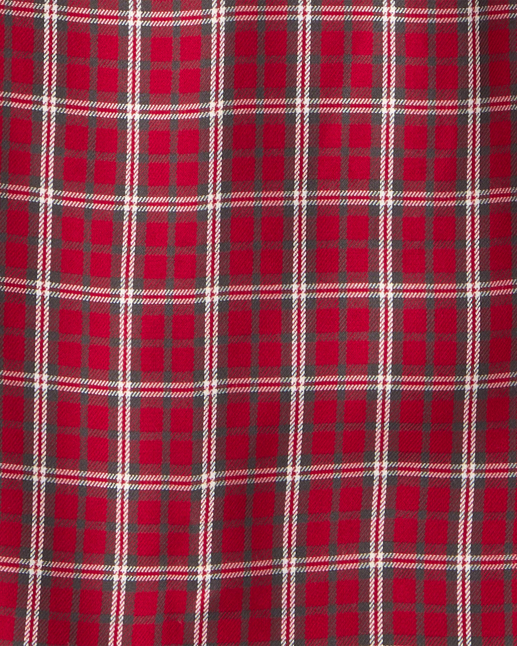 Girls 2-Piece Plaid Long-Sleeve Dress Set - Red