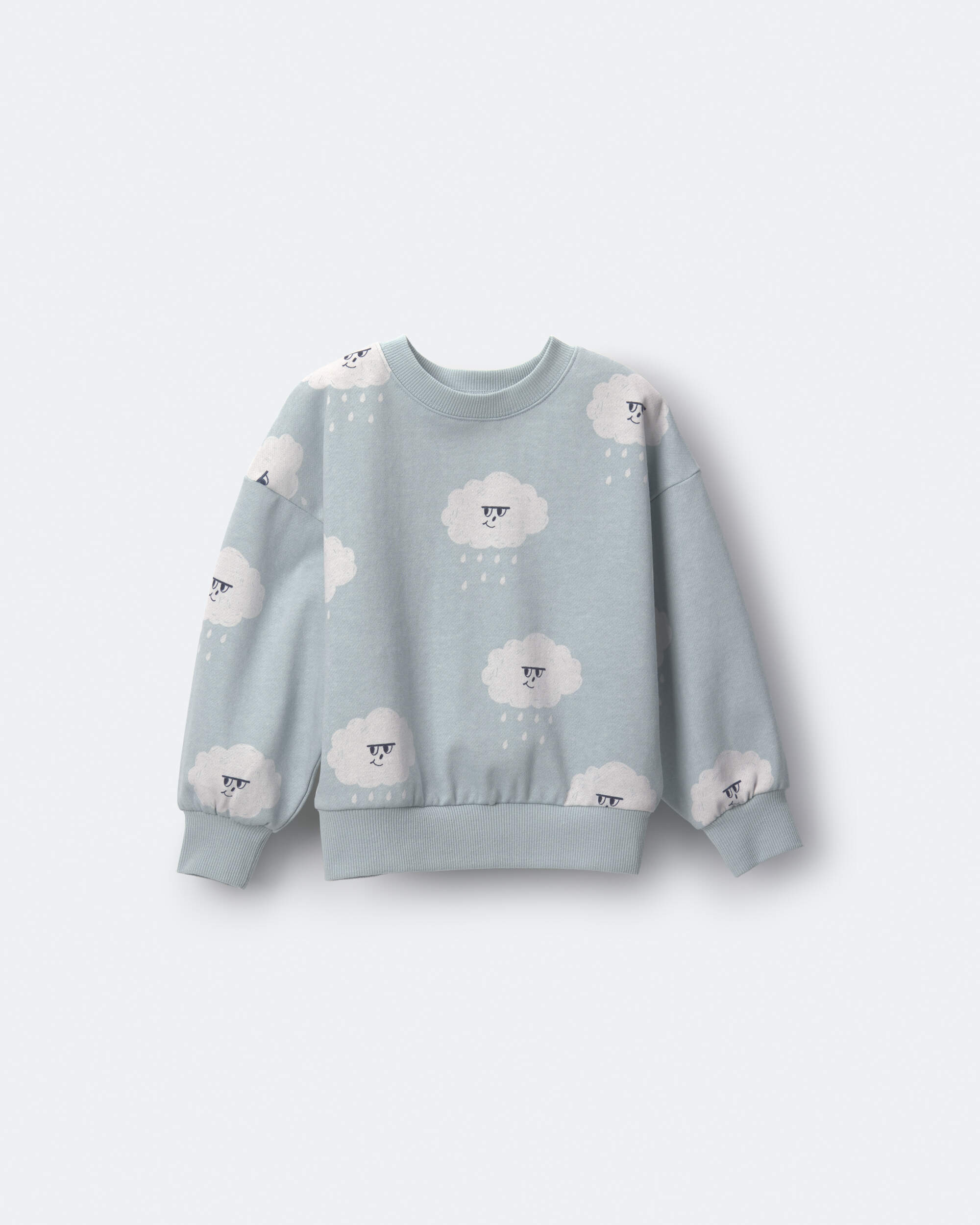 Toddler Wide-Arm Sweatshirt Rain Cloud Print - Pale Blue