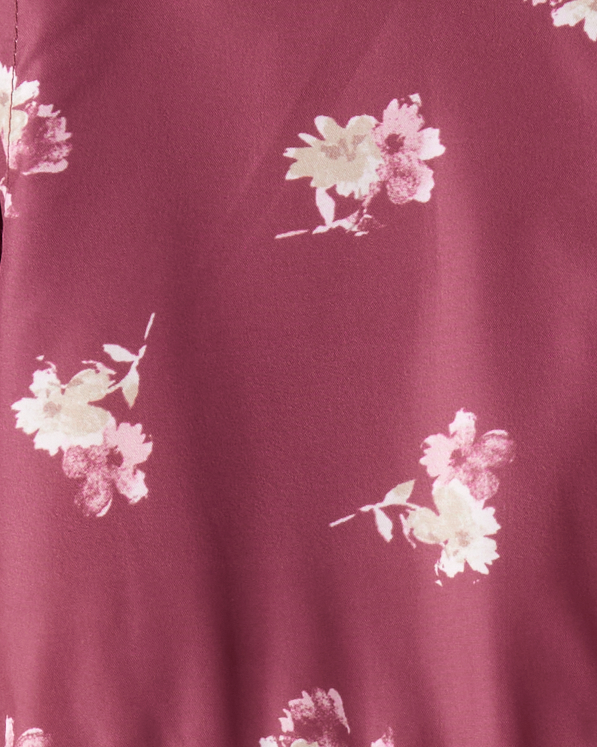 Girls Floral Print Anorak Jacket - Burgundy