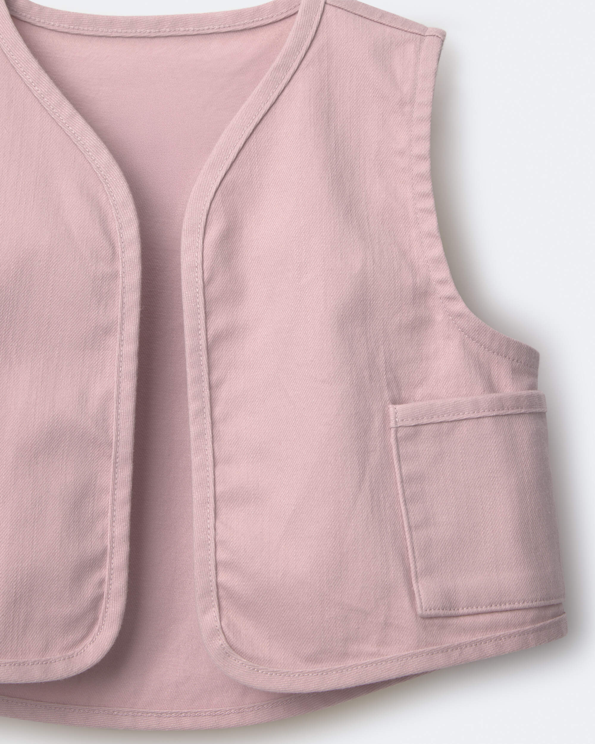 Toddler Girl Cropped Vest with Otter Pockets - Rose