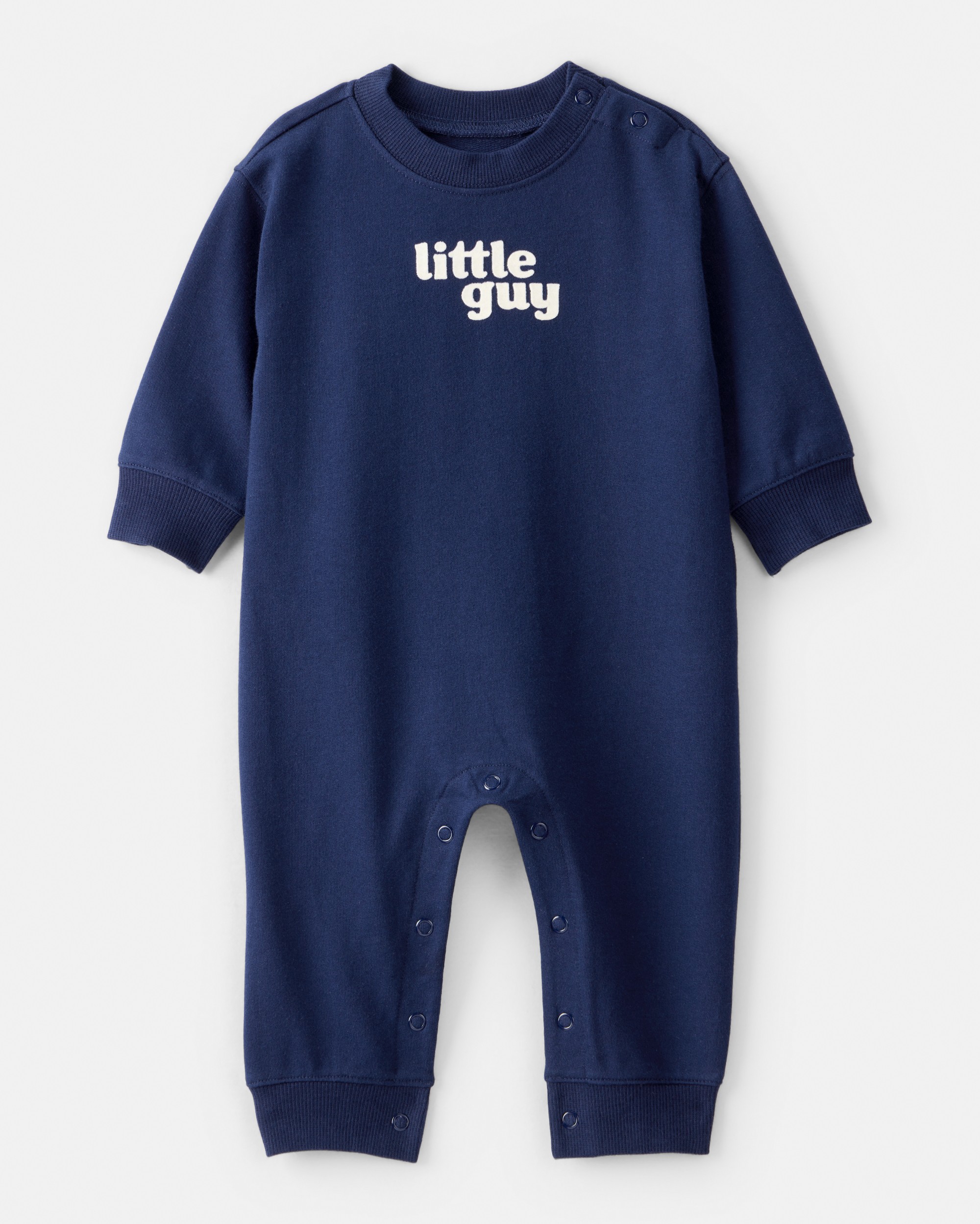 Baby Boy Little Guy' Cotton Long-Sleeve Jumpsuit - Navy