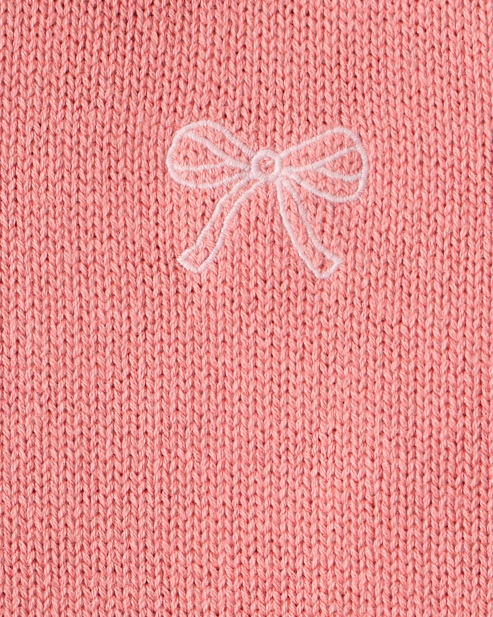 Toddler Girl Bow Cotton Long-Sleeve Sweater - Pink