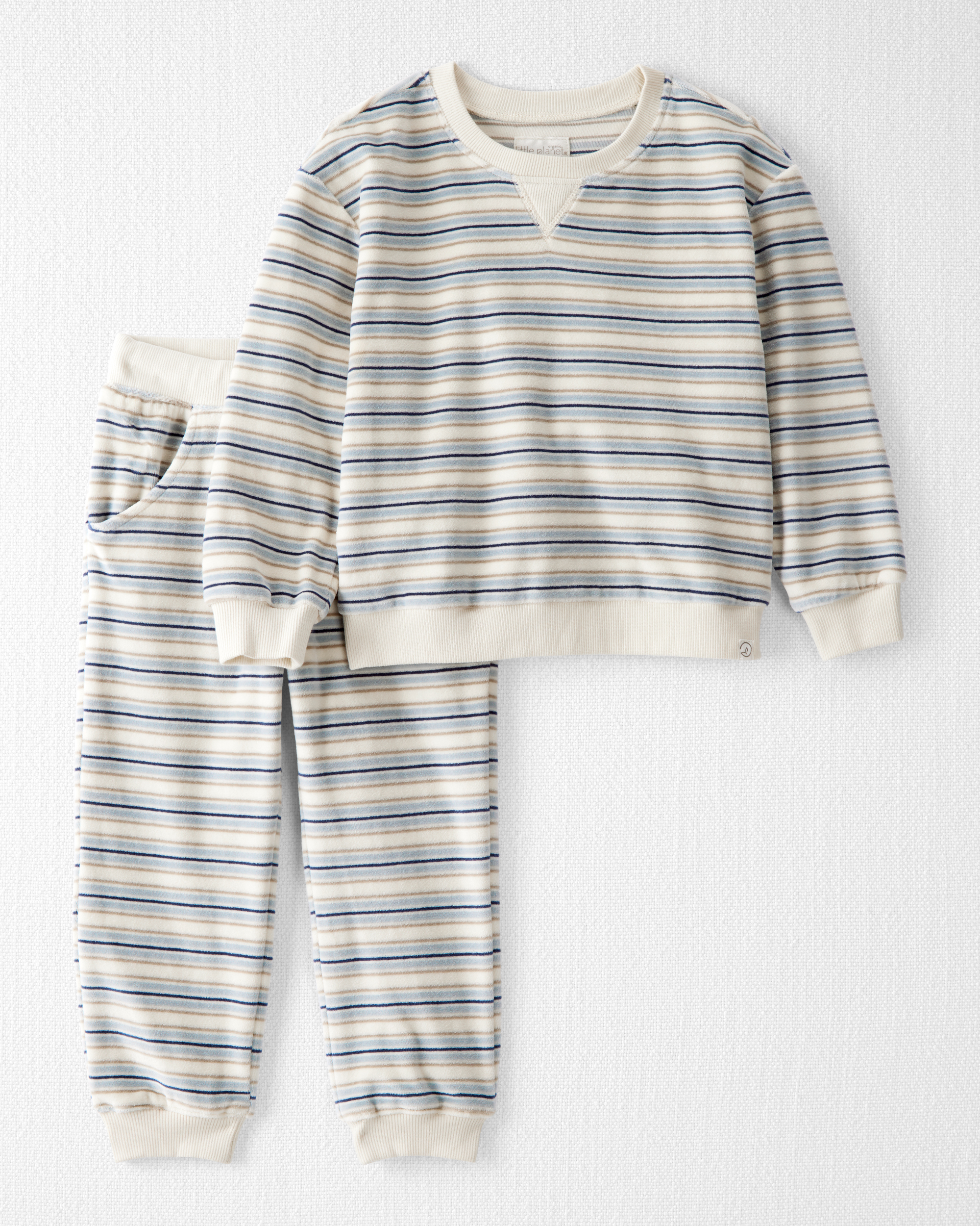 Toddler 2-Piece Organic Cotton Velour Set Stripes