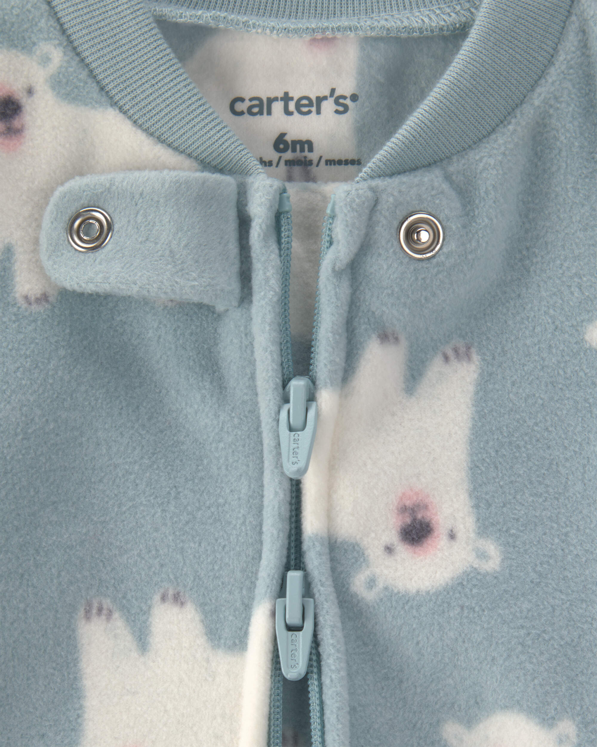 Baby Girl 2-Pack Polar Bear Plaid Fleece 2-Way Zip Sleepers