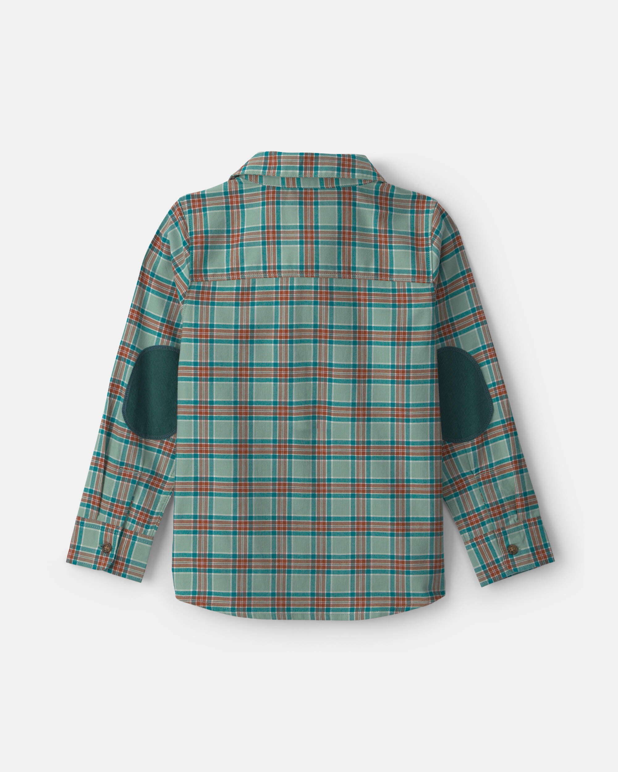 Boys Plaid Long-Sleeve Button-Down Shirt - Green