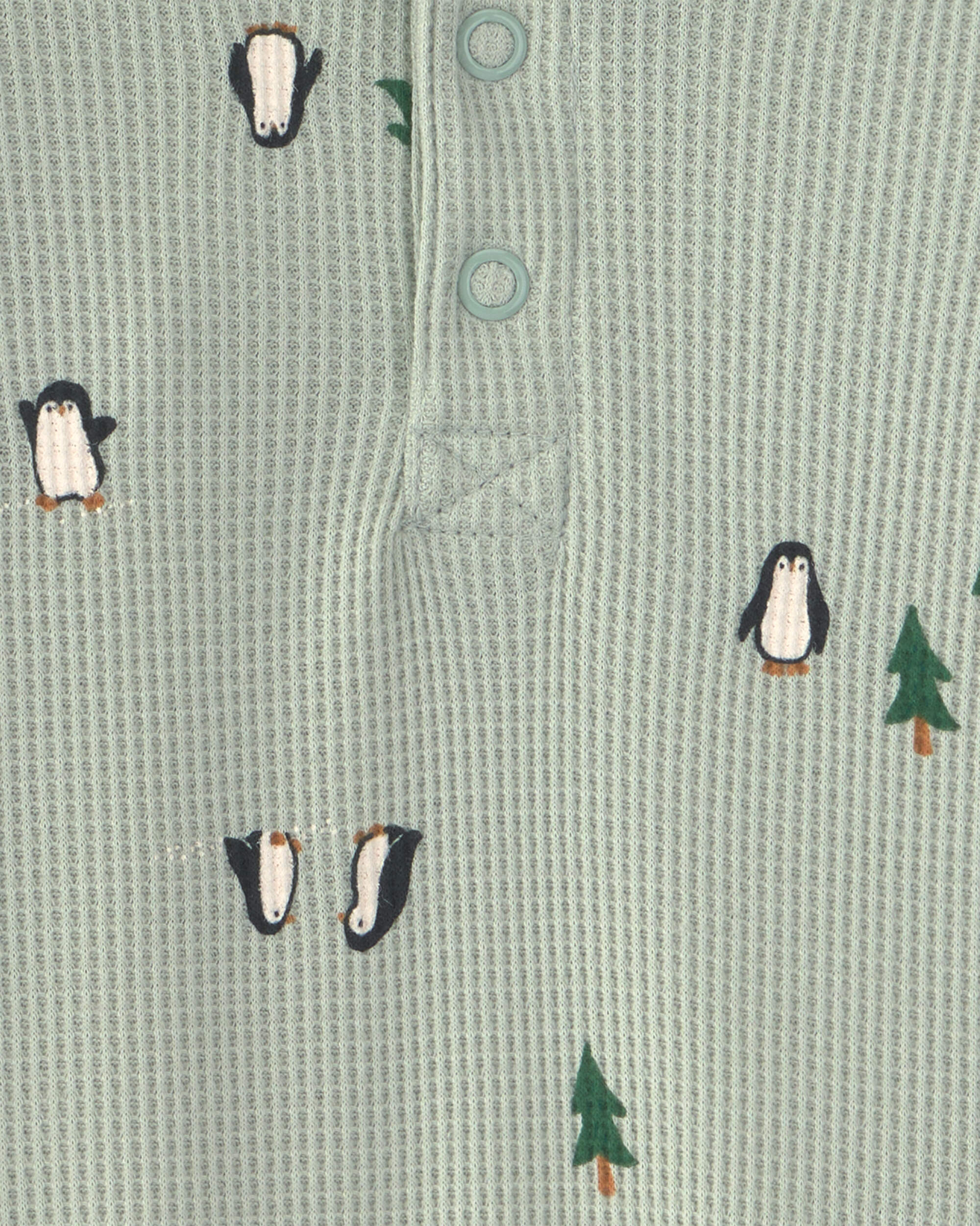 Baby Boy 2-Piece Penguin Thermal Long-Sleeve Bodysuit & Pant Set - Green
