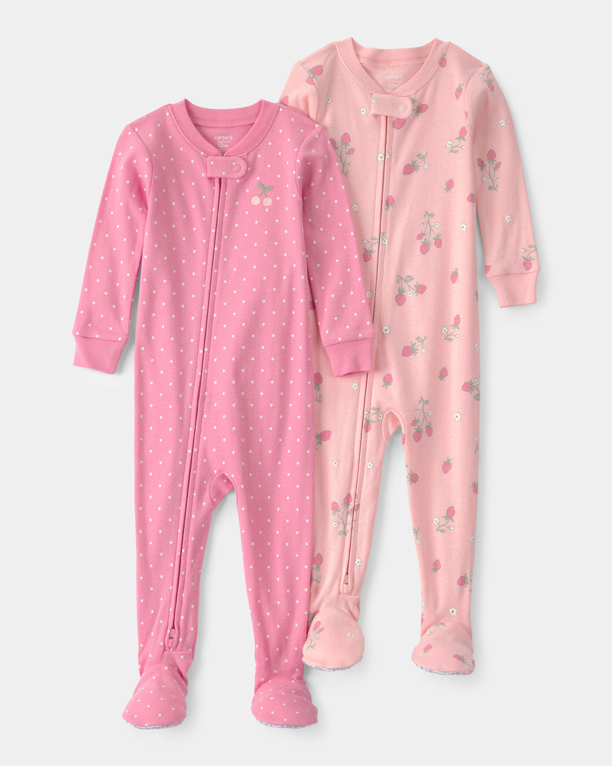 Toddler Girl 2-Pack Strawberry Floral Snug Fit 1-Piece Pyjama - Pink