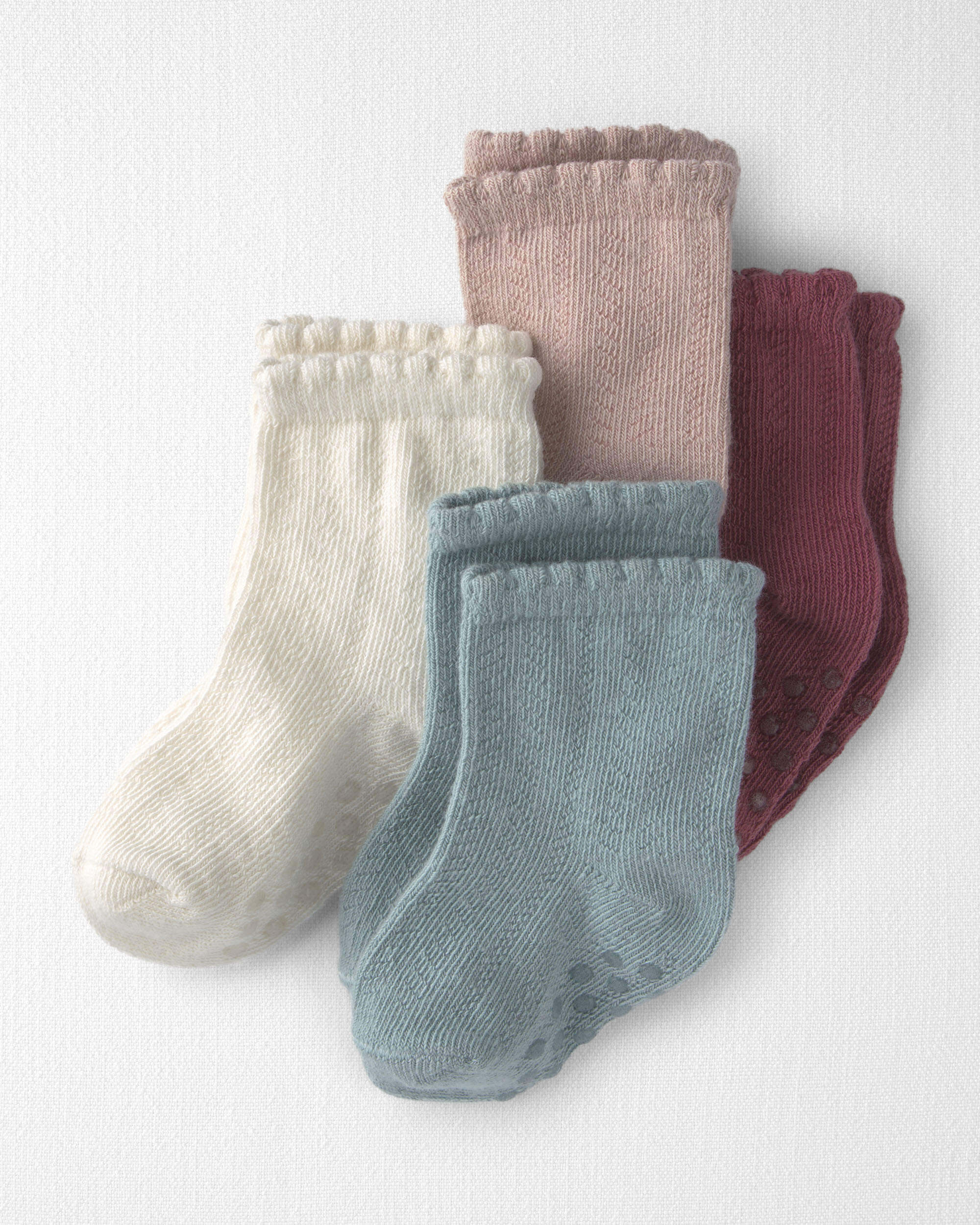 Baby Girl 4-Pack No-Slip Ankle Socks Made with Organic Cotton