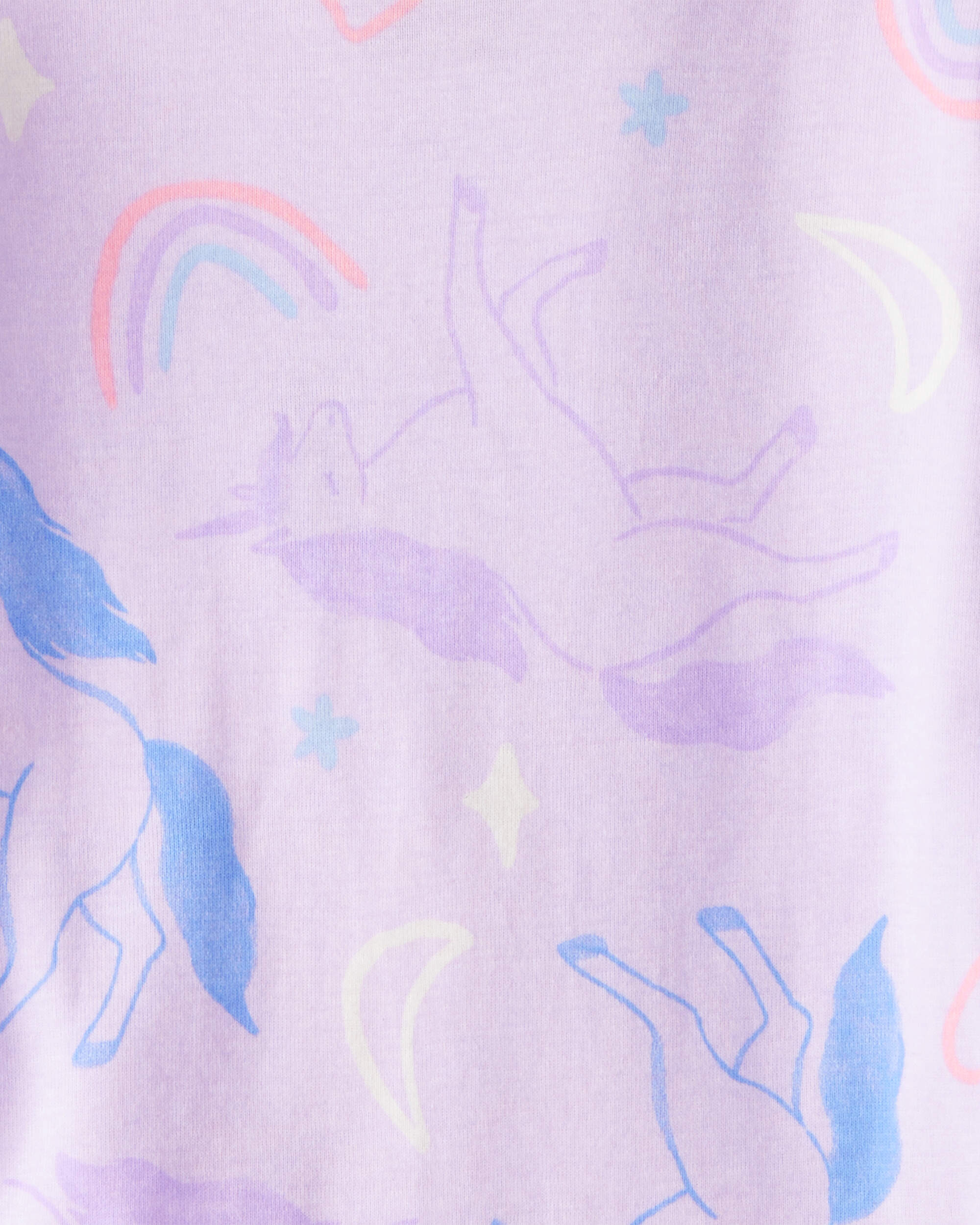 Toddler Girl Unicorn Print 100% Cotton Long-Sleeve 4-Piece pyjamas - Purple