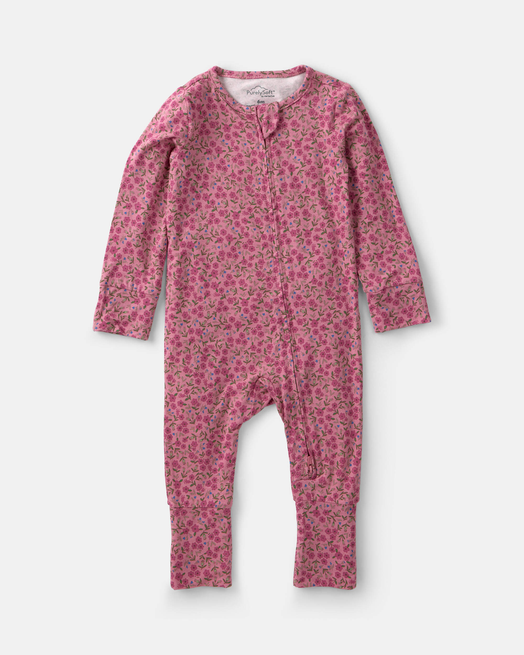 Baby Girl Floral PurelySoft™ 2-Way Zip Sleep & Play Pyjamas - Pink
